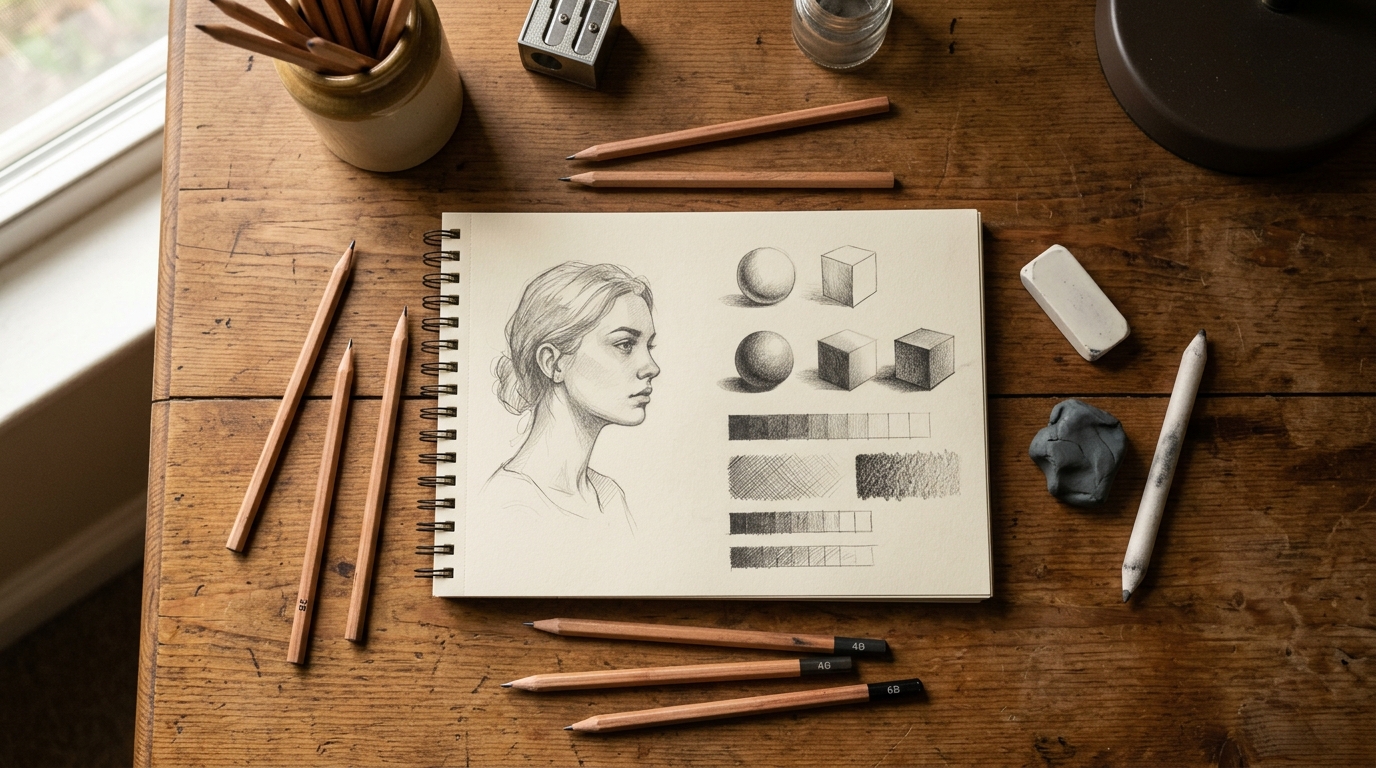 Drawing supplies and pencils