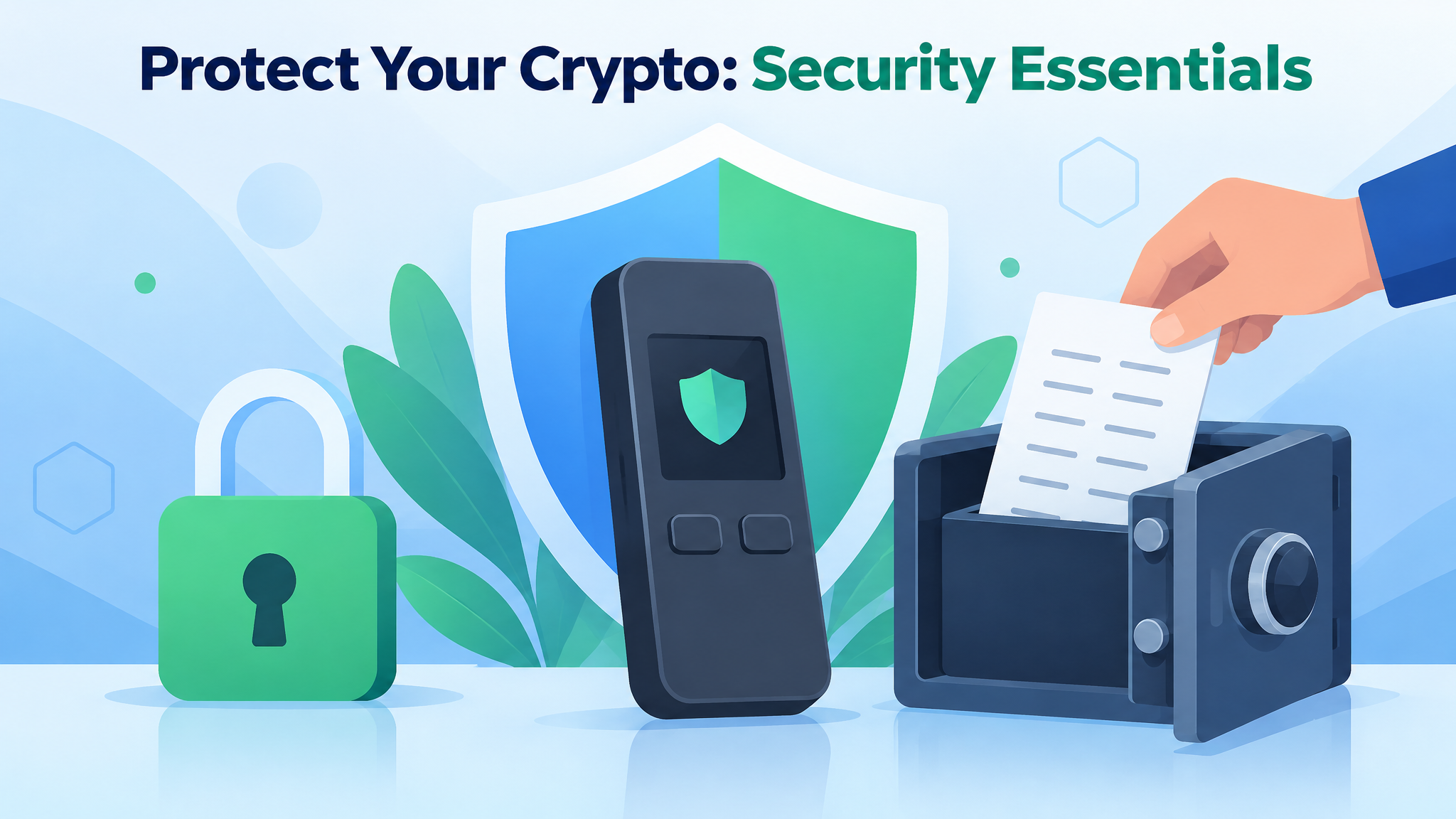 Crypto security essentials for beginners — hardware wallet, seed phrase protection, and 2FA setup in 2026