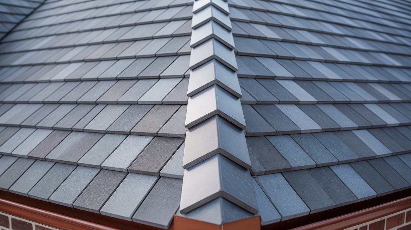 Tiled roof with hip and valley detail