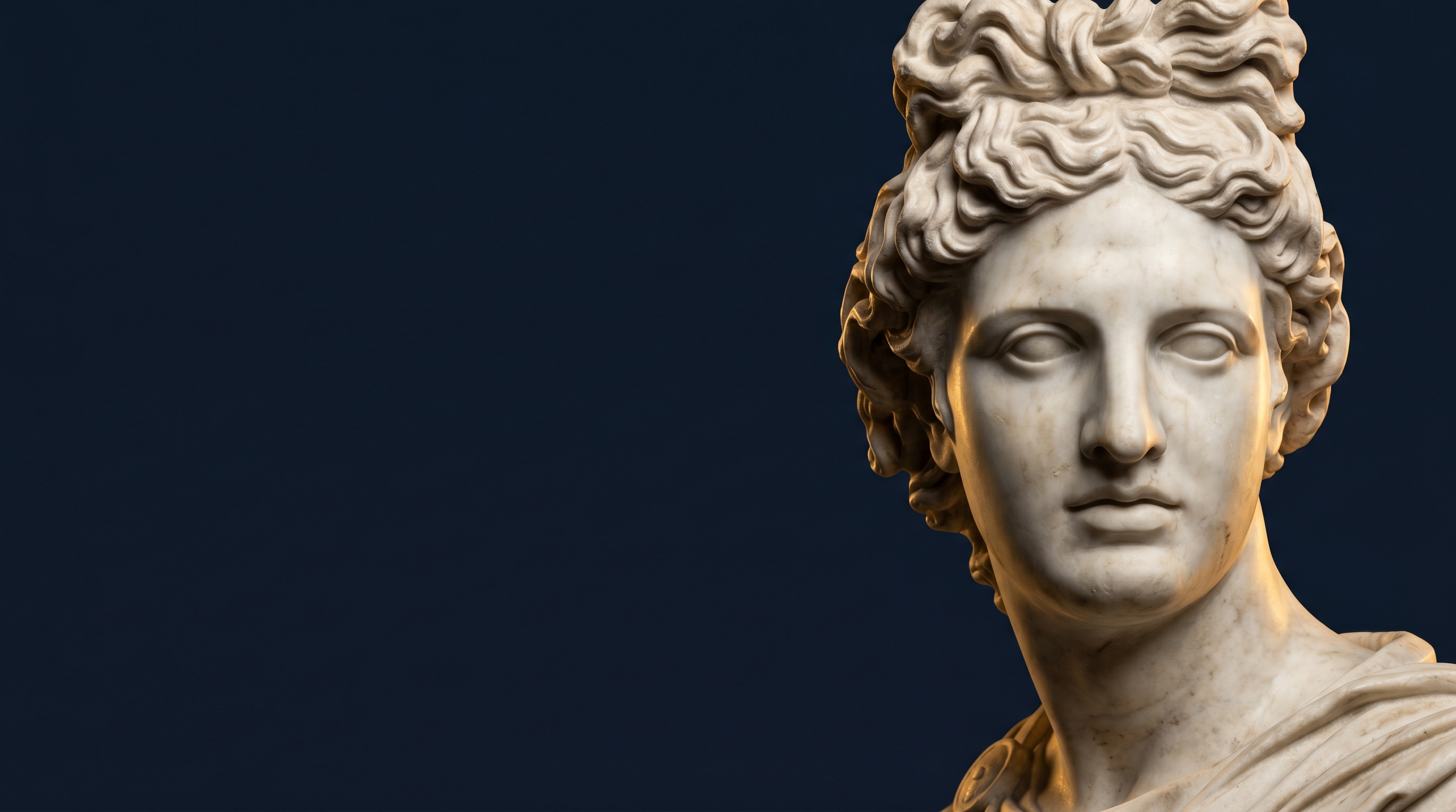 Museum-grade marble sculpture in cinematic light — clarity, authority and timeless excellence
