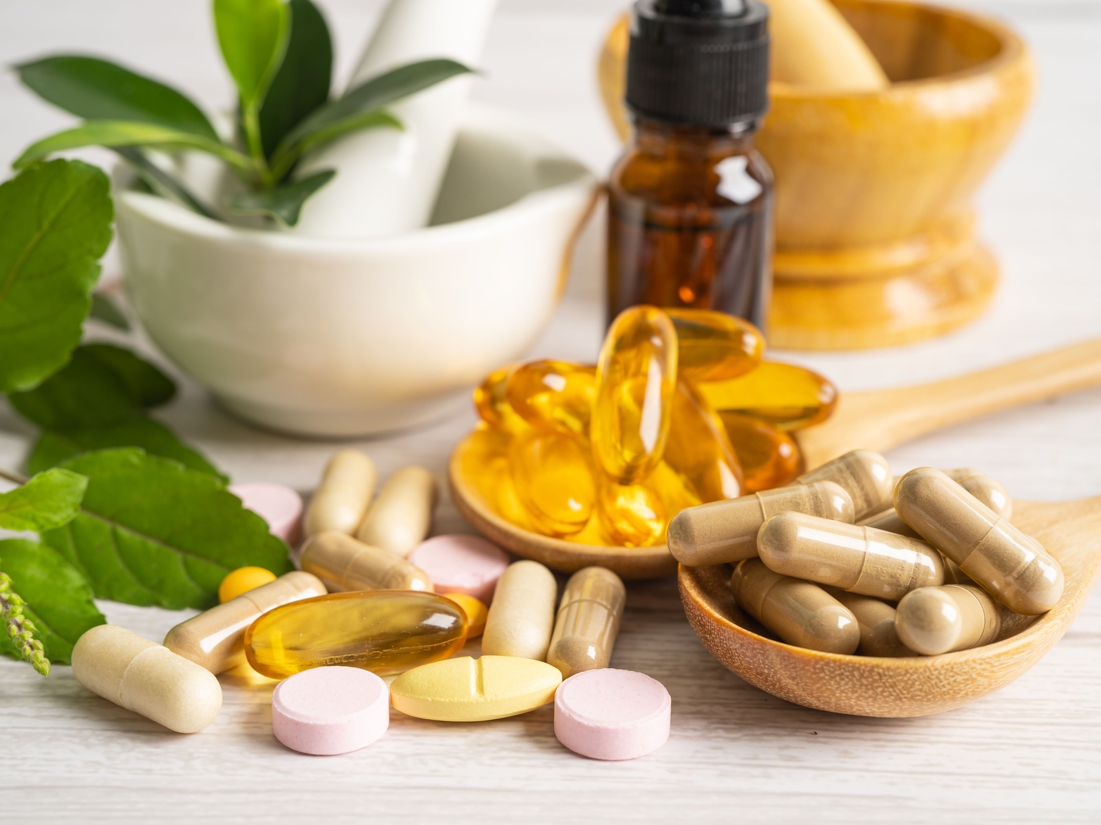 Healthy herbs and supplements representing natural immune support