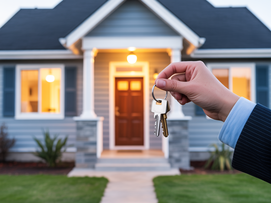 Welcoming home door representing housing stability