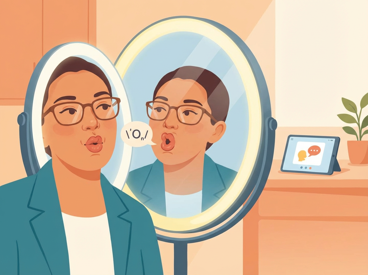 Artikülasyon egzersizi yapan kişi