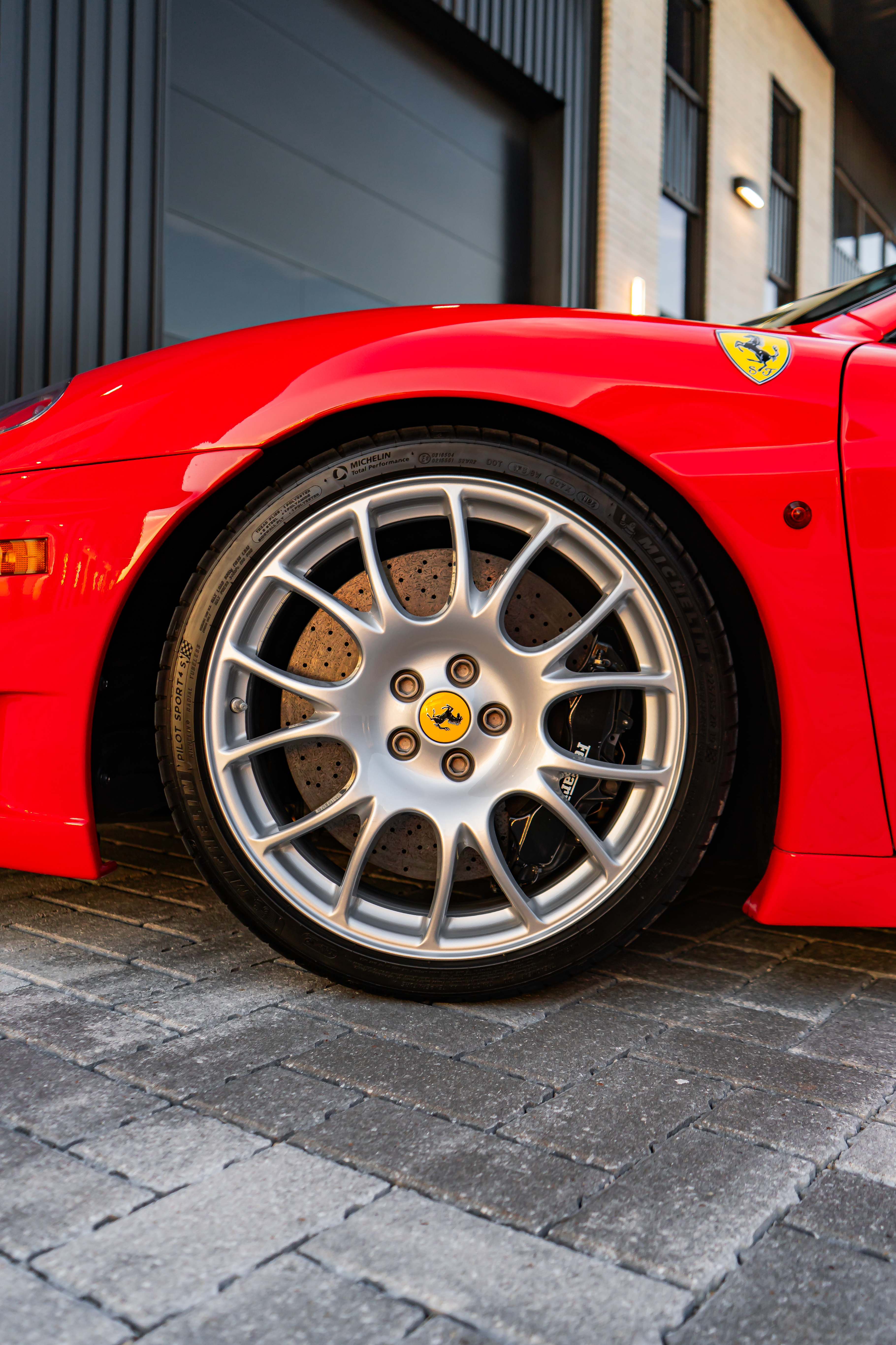 Ferrari 360 Challenge Stradale front wheel and carbon-ceramic brake detail