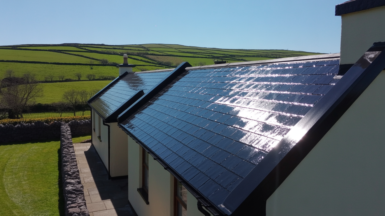 Irish countryside house with freshly cleaned roof