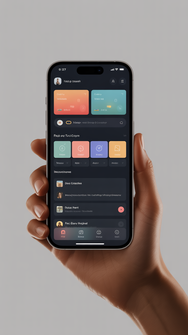 Smartphone displaying a mobile app created with PusWeb