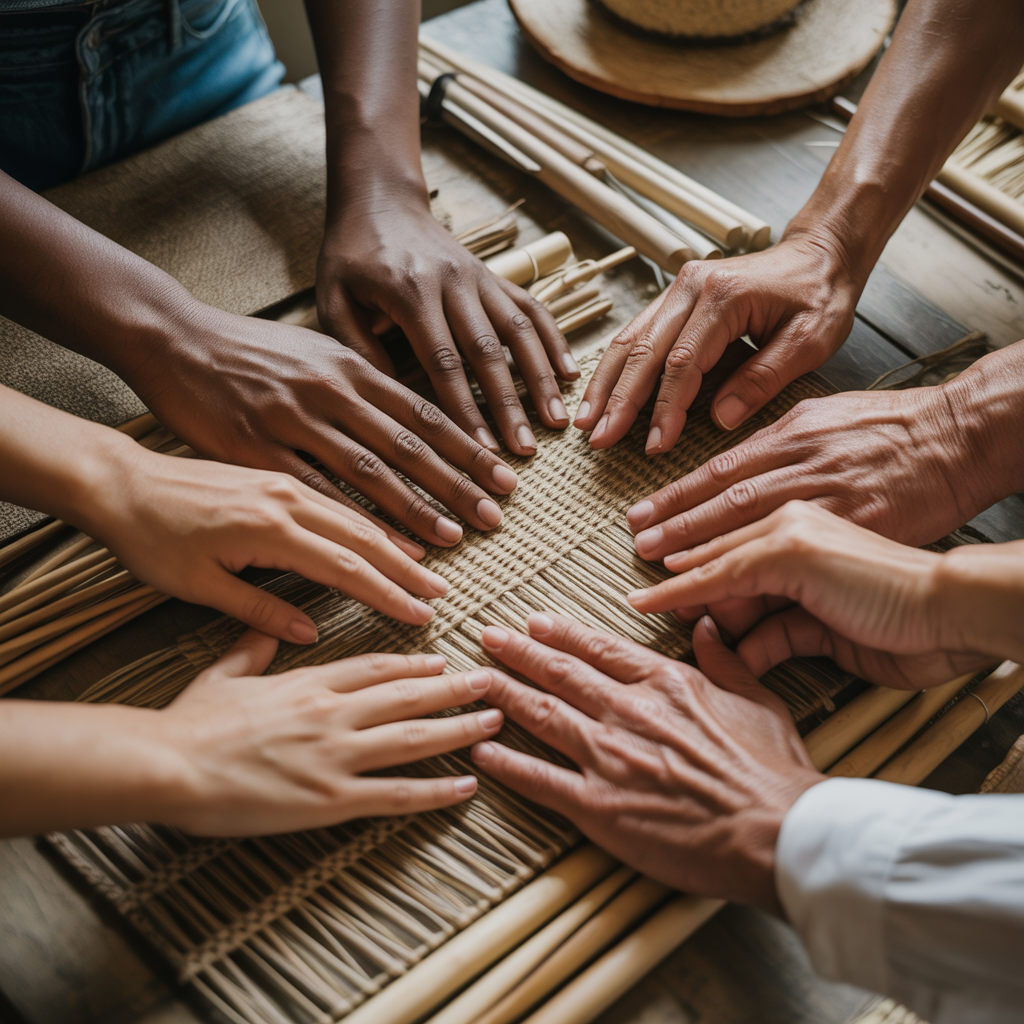 Hands collaborating in partnership