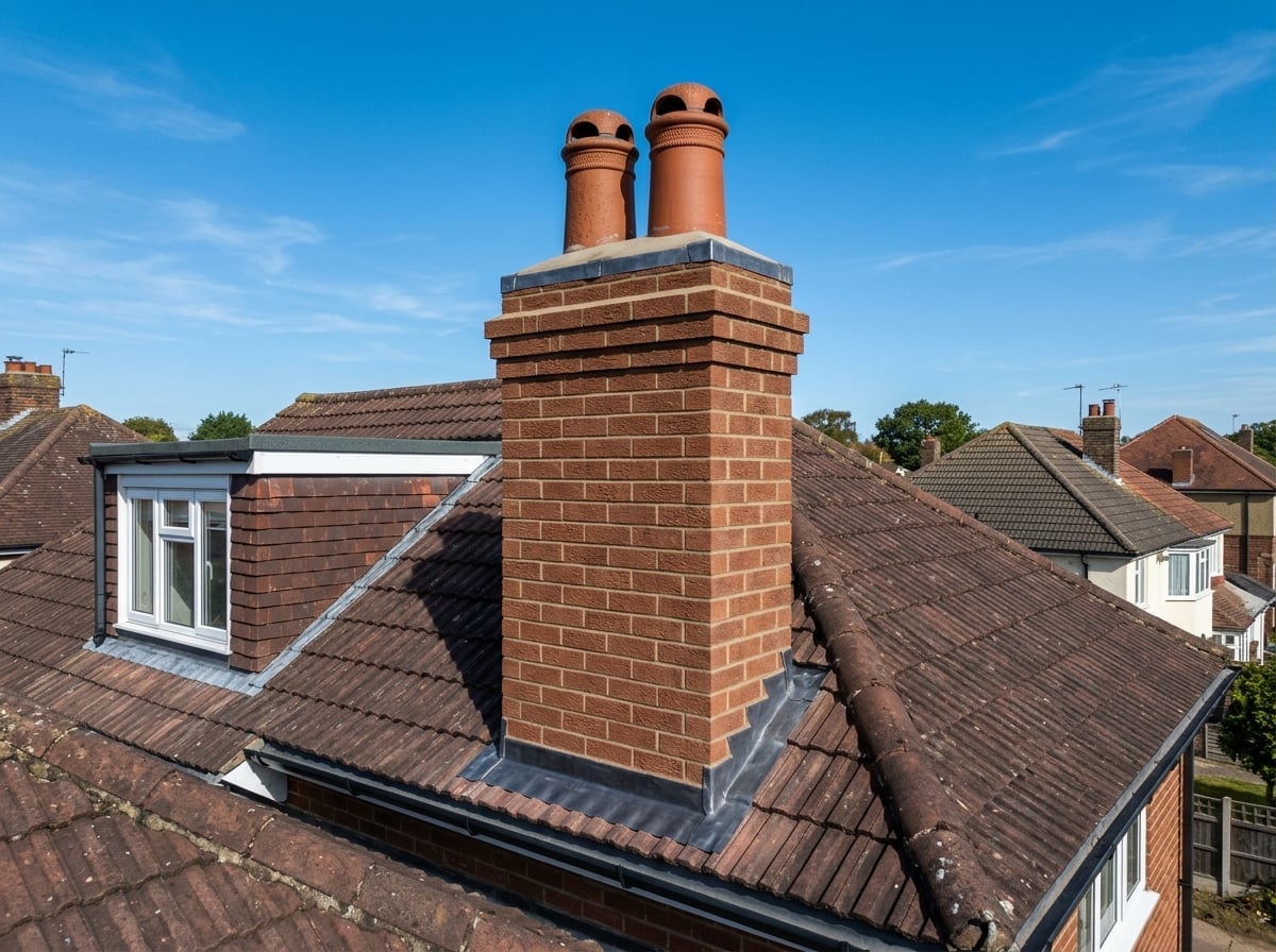 Rebuilt chimney stack with new clay pots