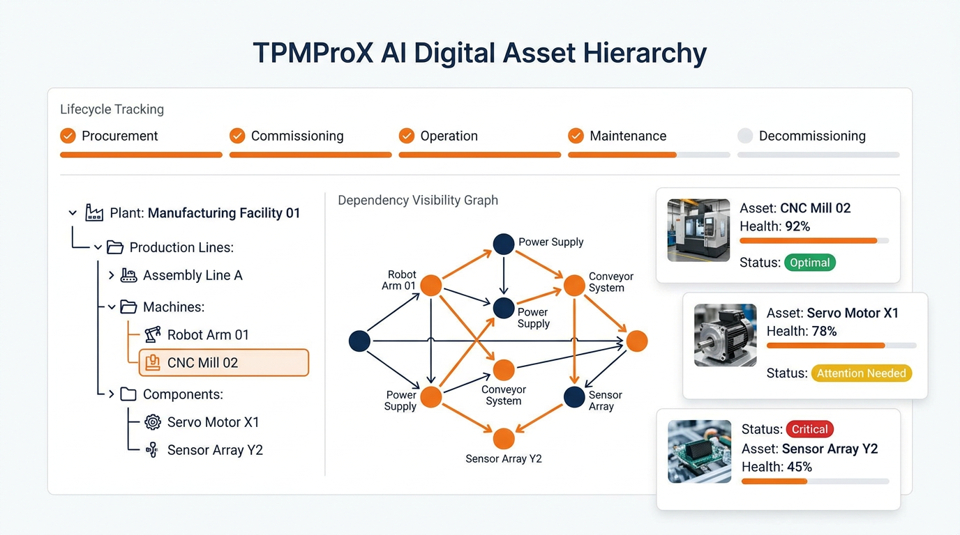 TPMProX AI™ Digital Asset Hierarchy for manufacturing plants