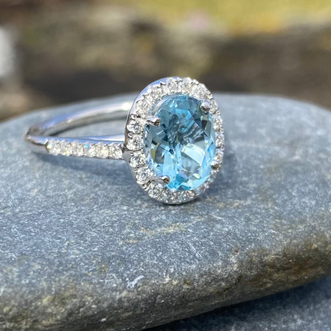 Aquamarine ring showcasing the stone's distinctive color and setting