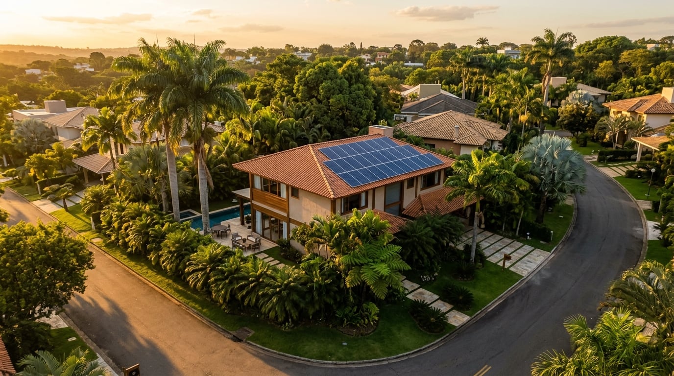 Casa com painéis solares instalados pela Eletrosol em Rondônia