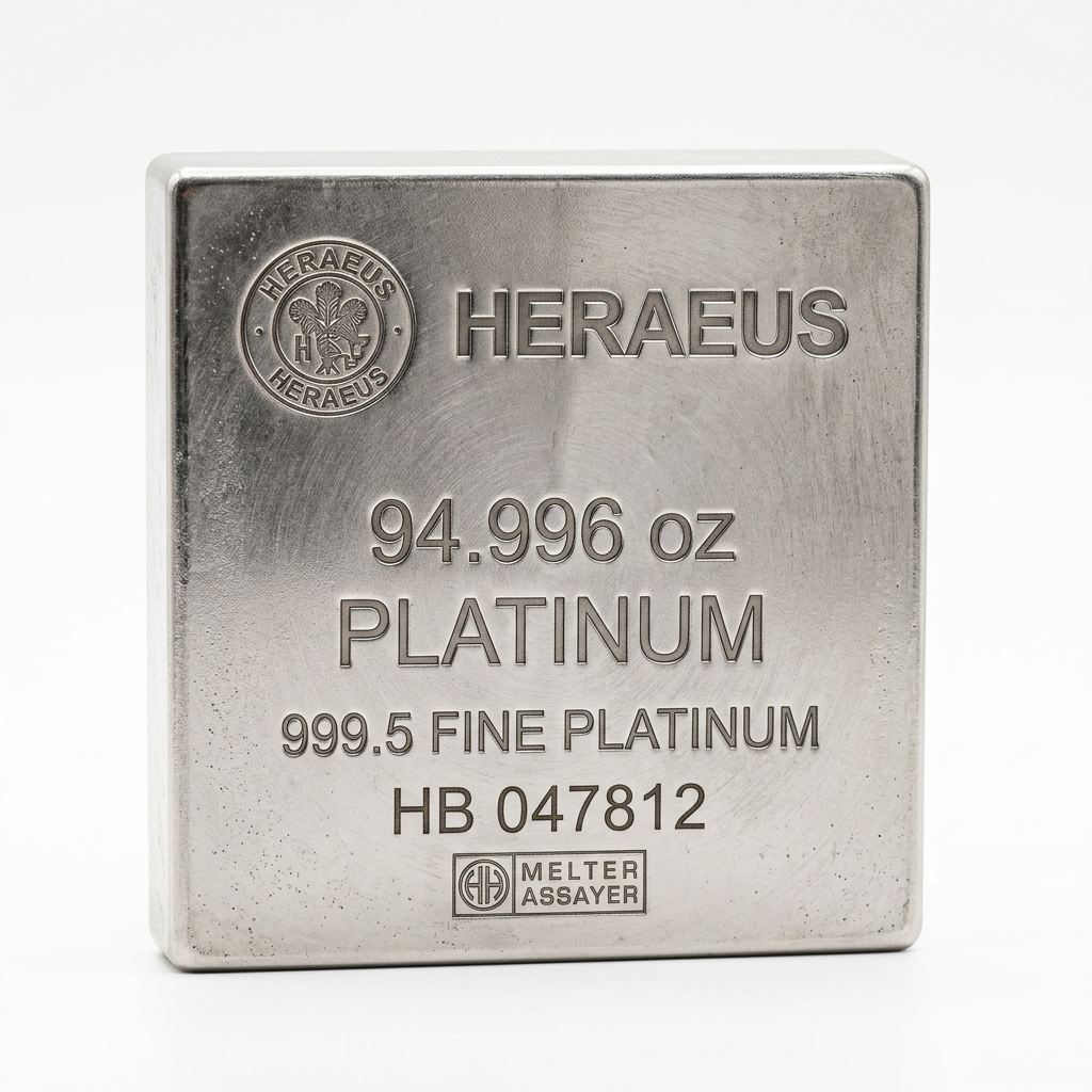 Heraeus 94.996 oz Platinum Bar — Large-Format Investment Piece