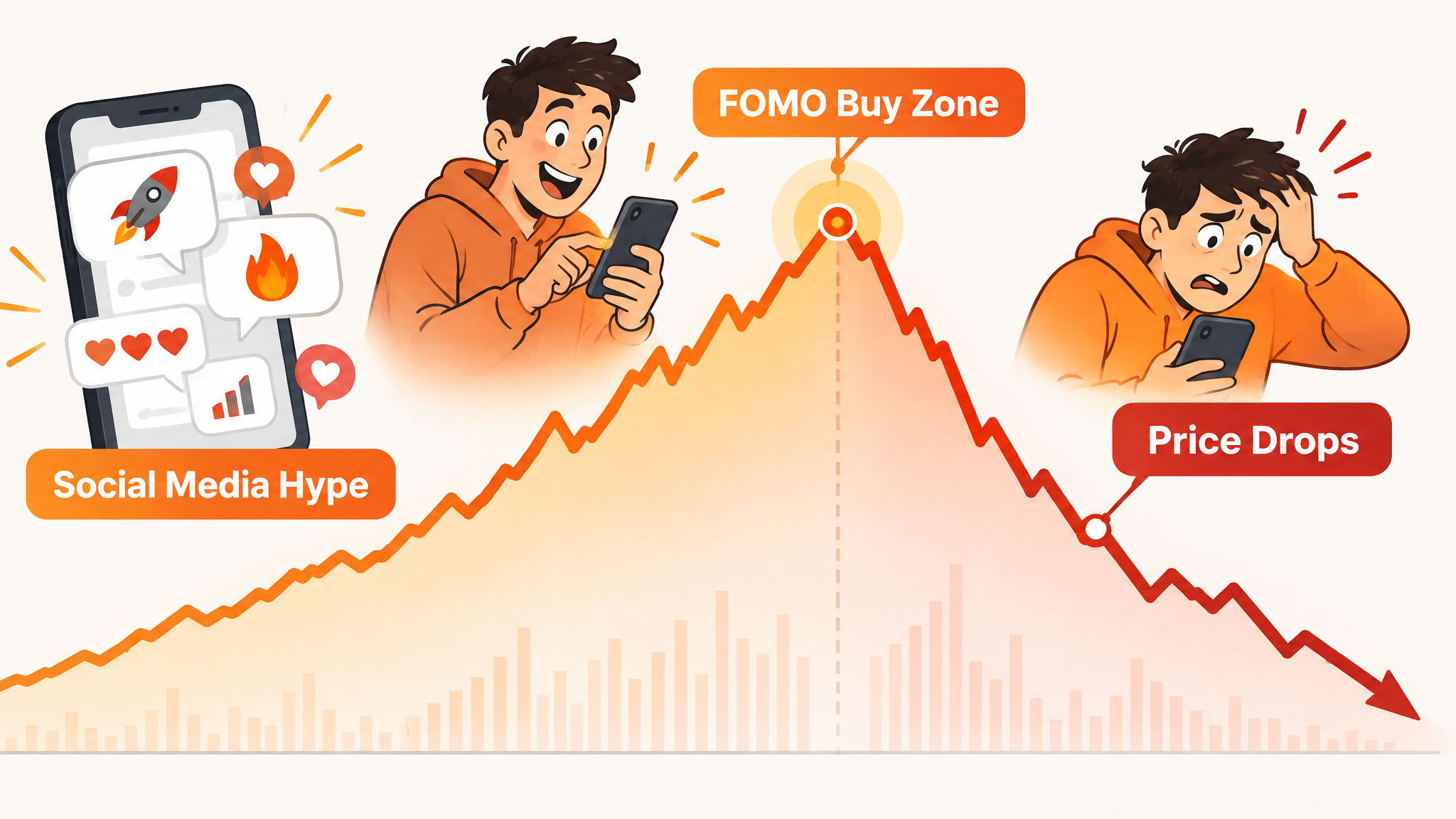 The FOMO cycle in crypto — how beginner investors buy at the peak and lose money chasing hype