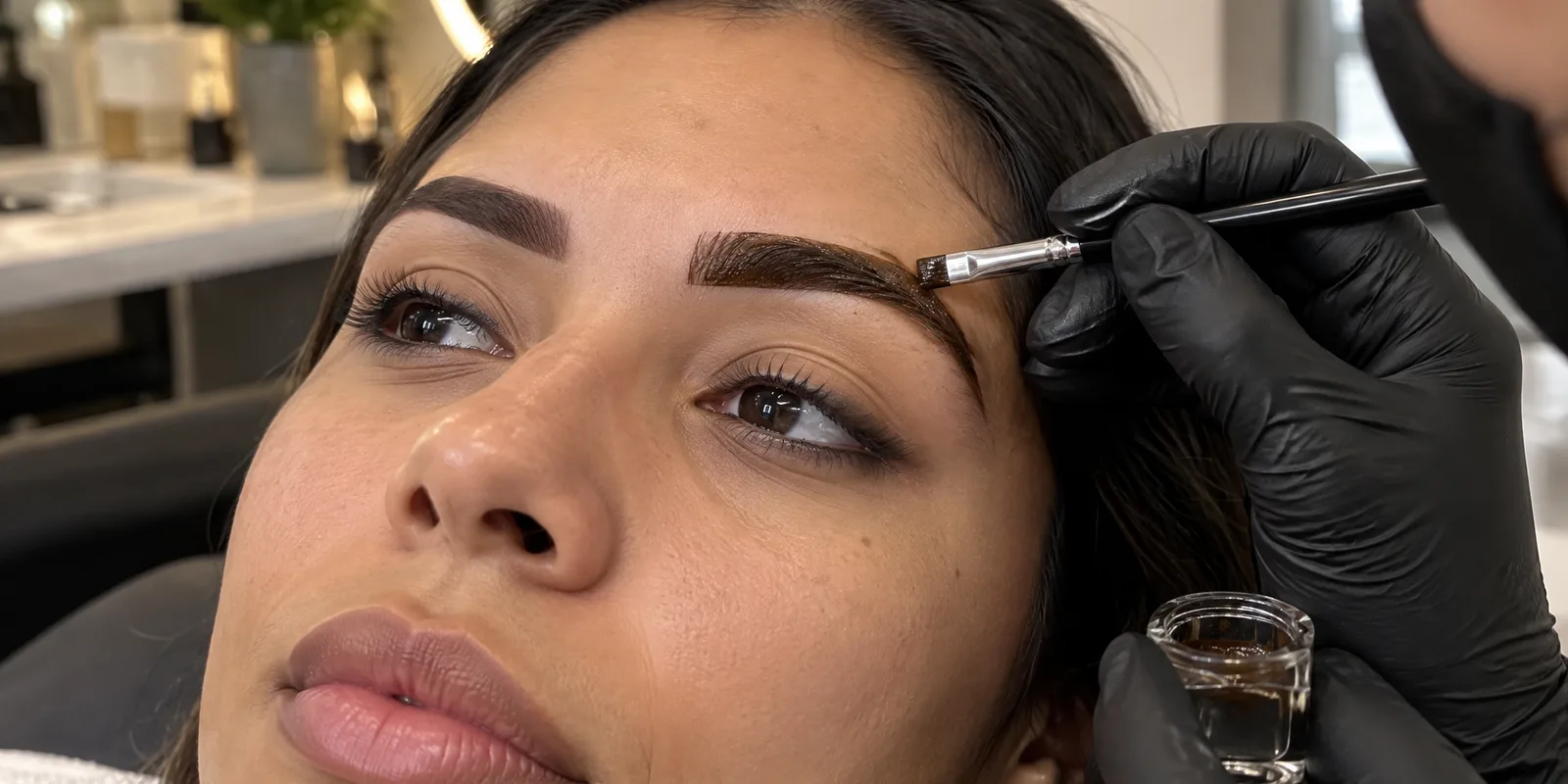 Aplicação de henna em sobrancelhas após design profissional em Sorocaba