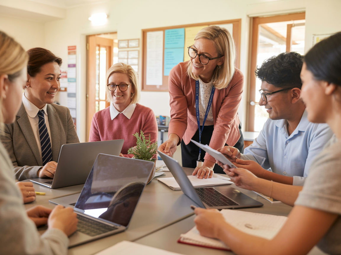 Educational professionals collaborating in a classroom setting