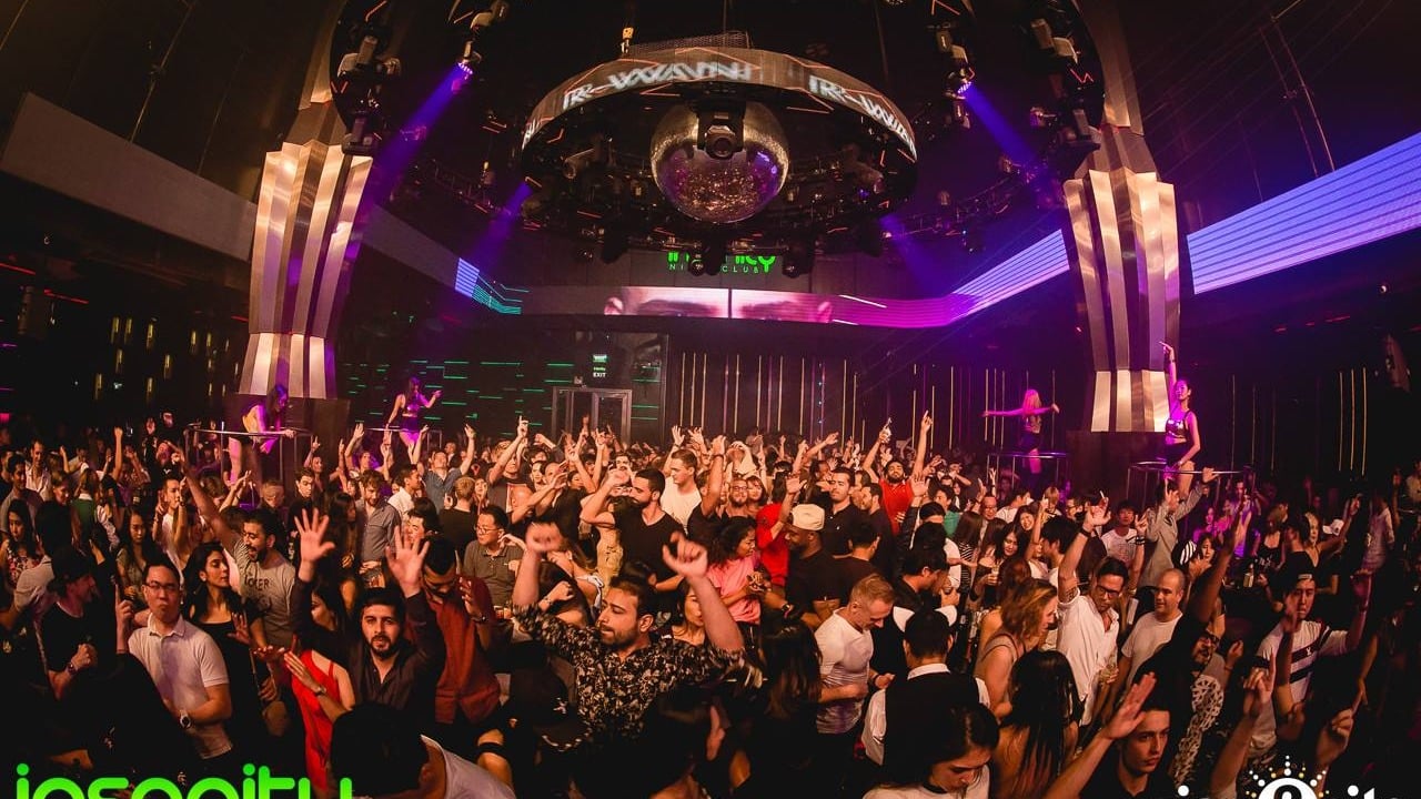 Insanity Nightclub main room with LED dome and crowd