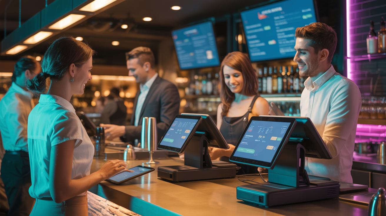 Modern bar restaurant with technology