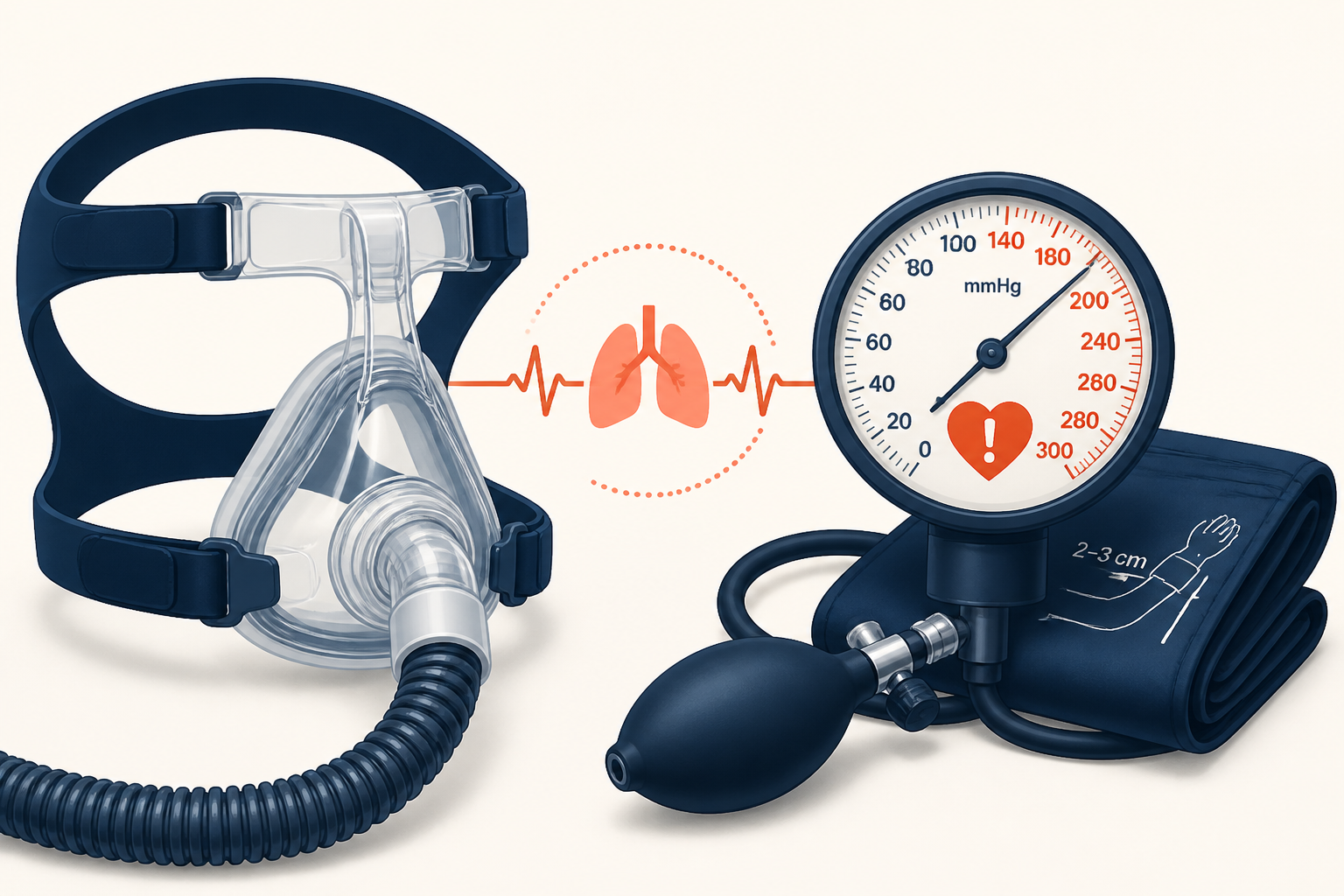 Sleep apnea raising blood pressure, a CPAP mask linked to hypertension and heart failure risk