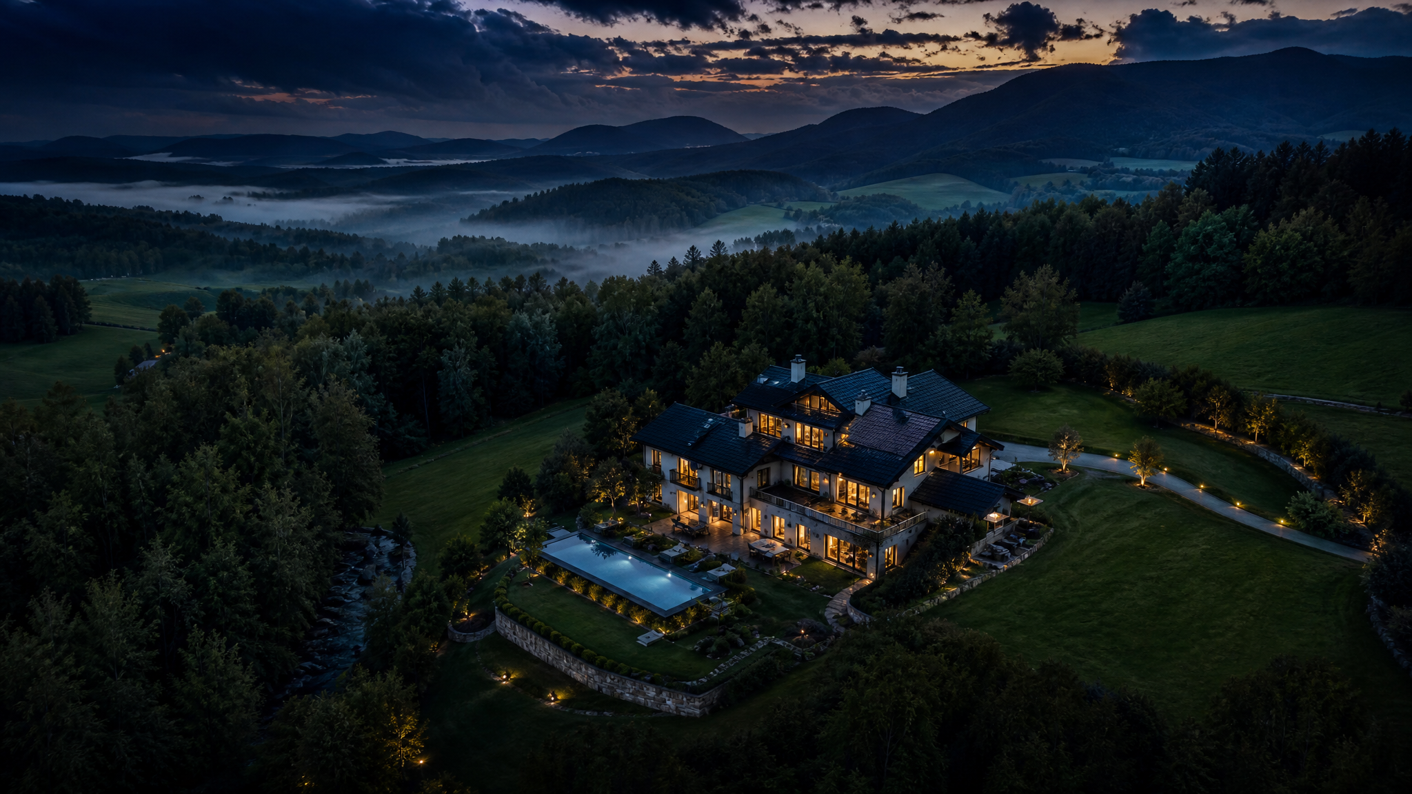 Cinematic aerial drone shot