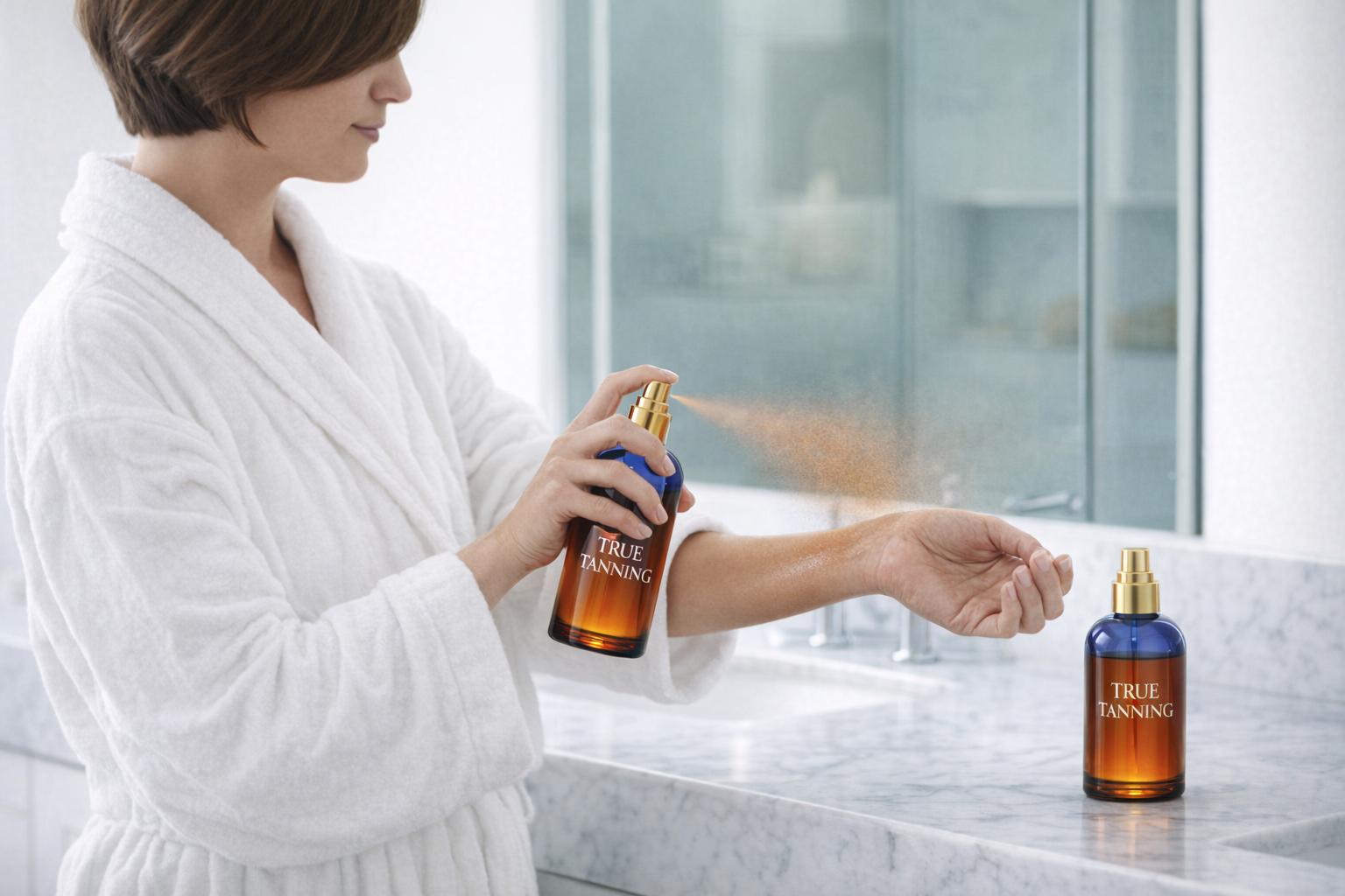 At-home self spray tanning lifestyle