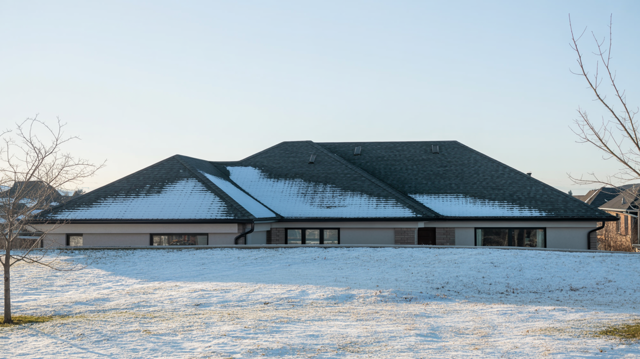 Modern Canadian suburban home in winter