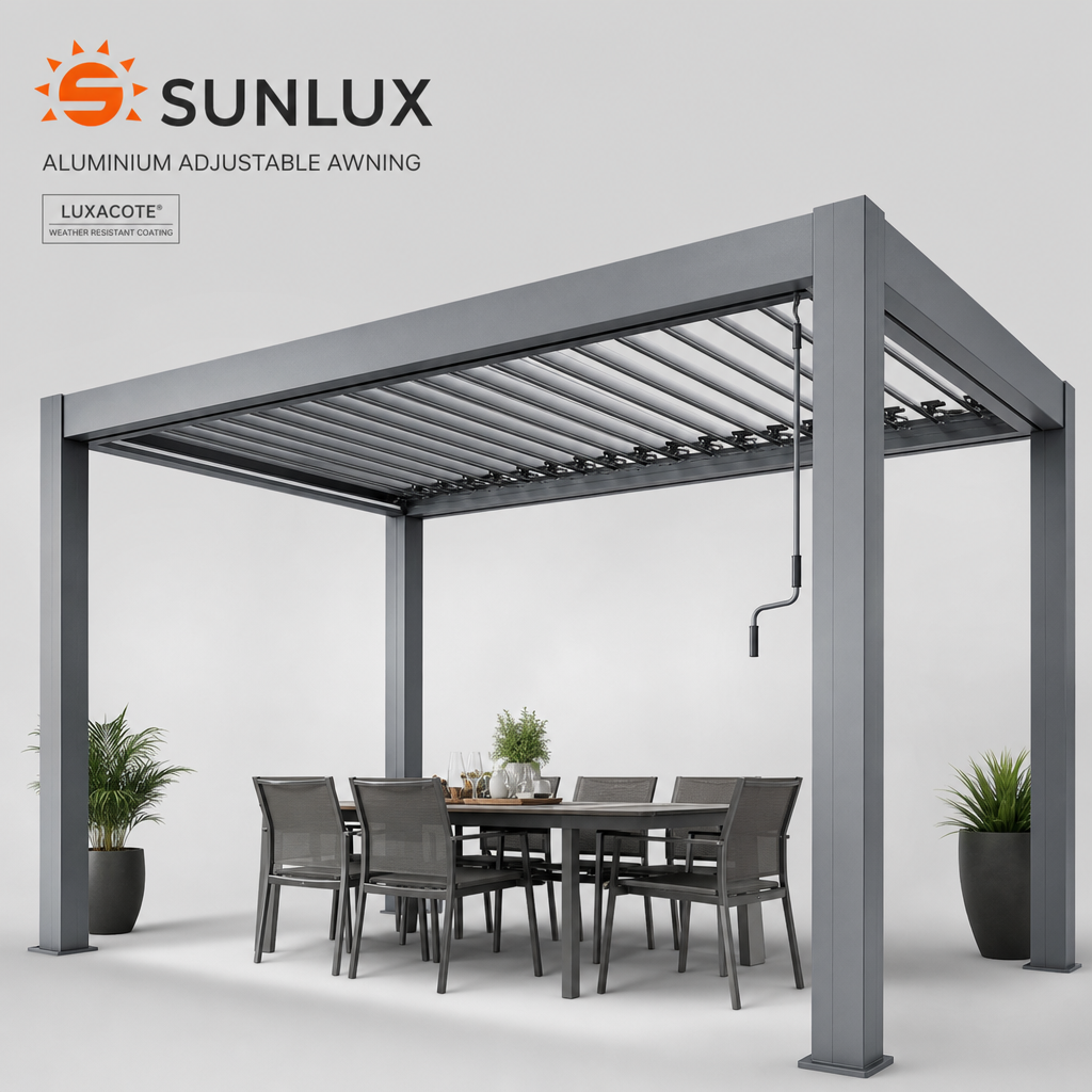 Awnings & External Screens — Sunlux® Aluminium Adjustable Awning by Blind Solutions®