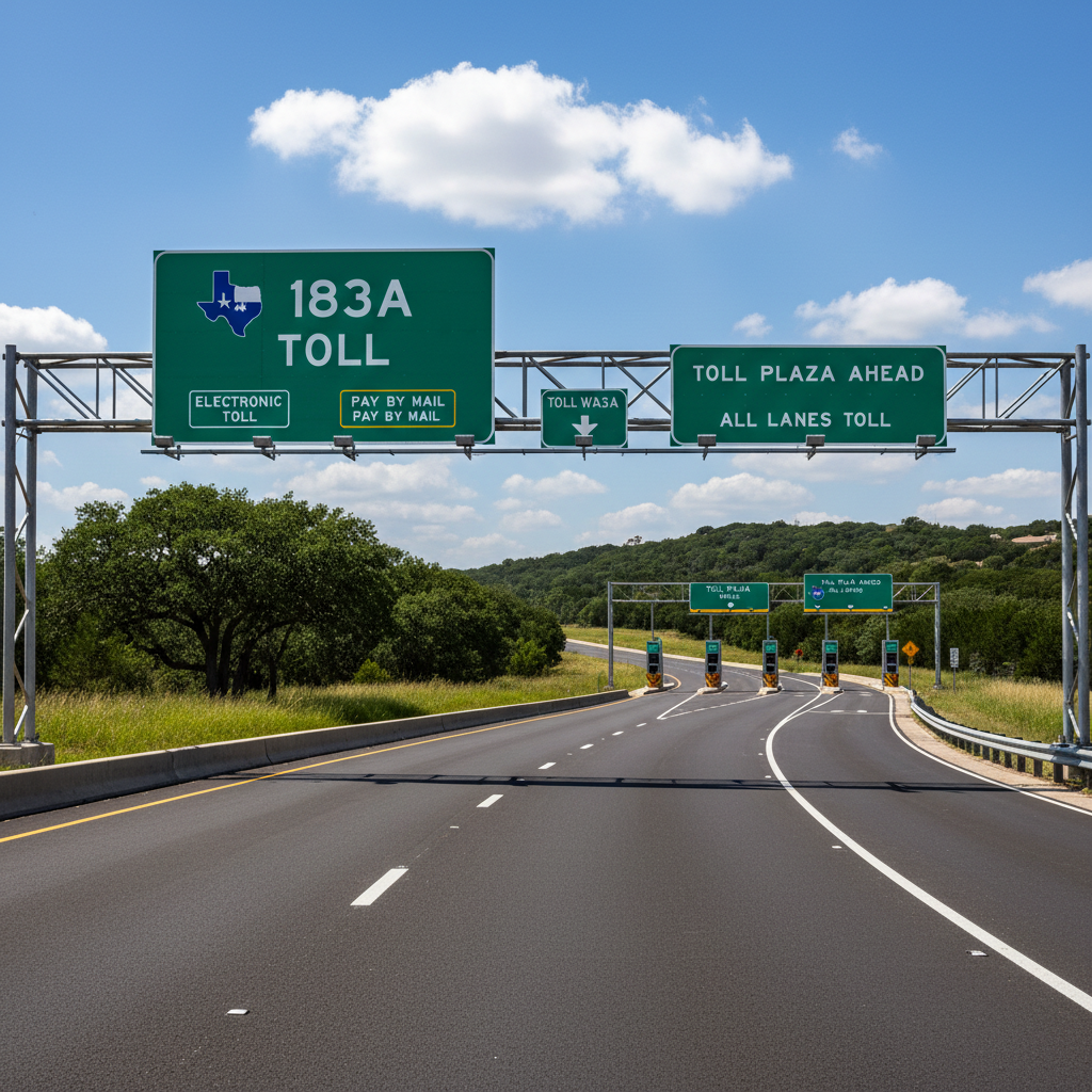 Texas 183A Tollway entrance near Leander for easy commuter access to Austin