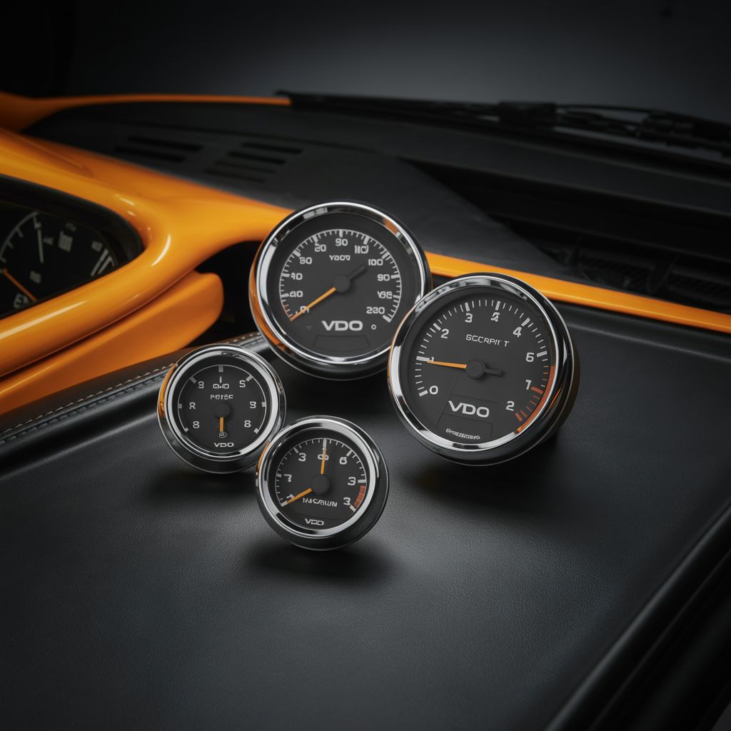 VDO Cockpit series gauges - speedometer, tachometer, pressure gauge