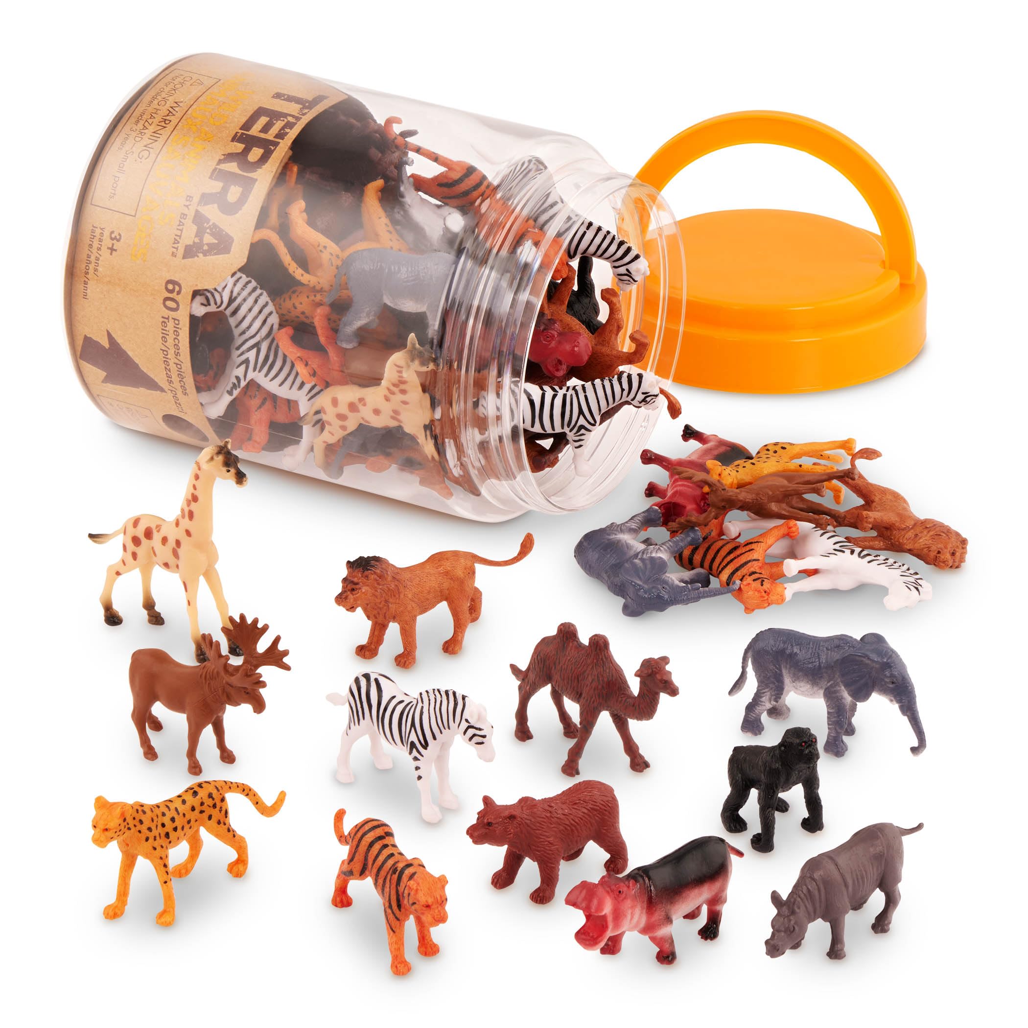 Terra by Battat Wild Animals Tube - 60 Mini Figures — speech development toy