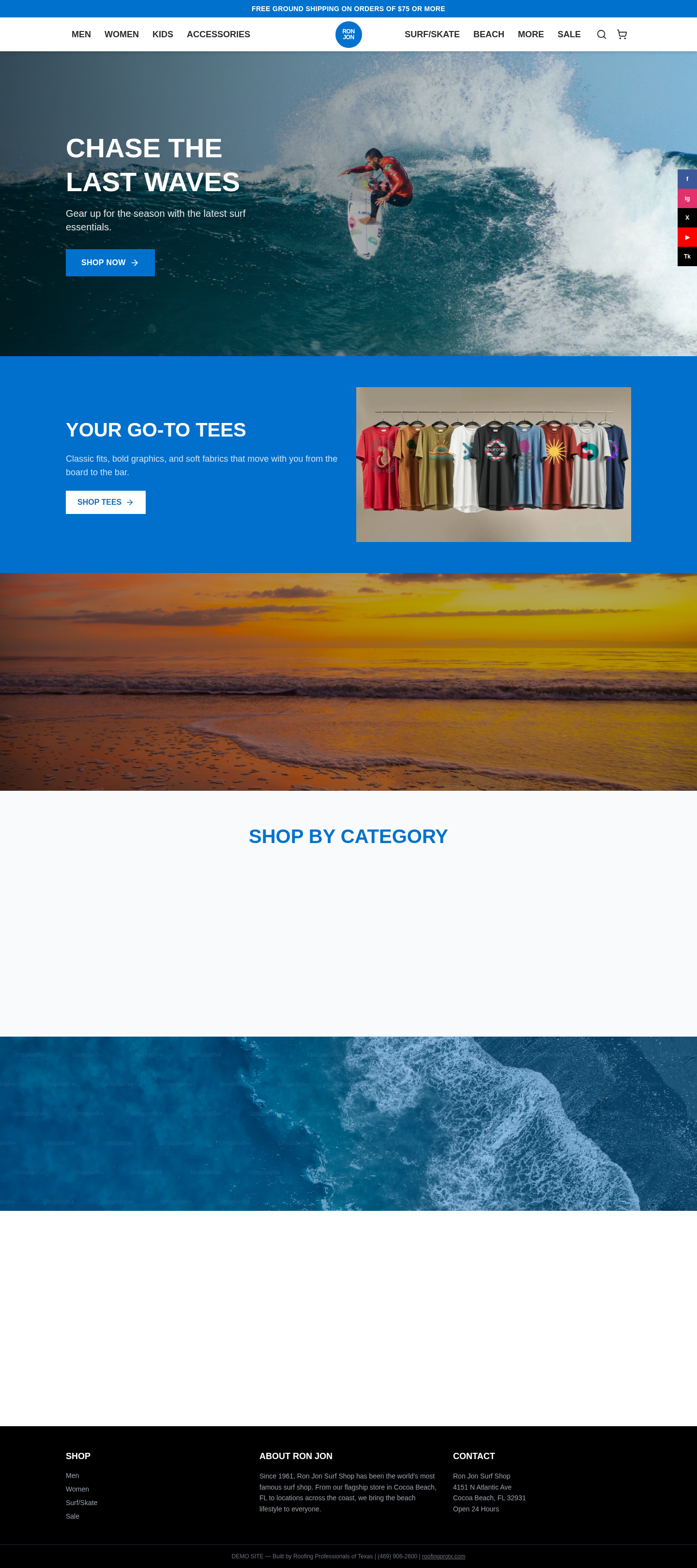 Live demo preview of Don Juan Surf Shop — a fully functional e-commerce / retail website built by Contractor Website Pros