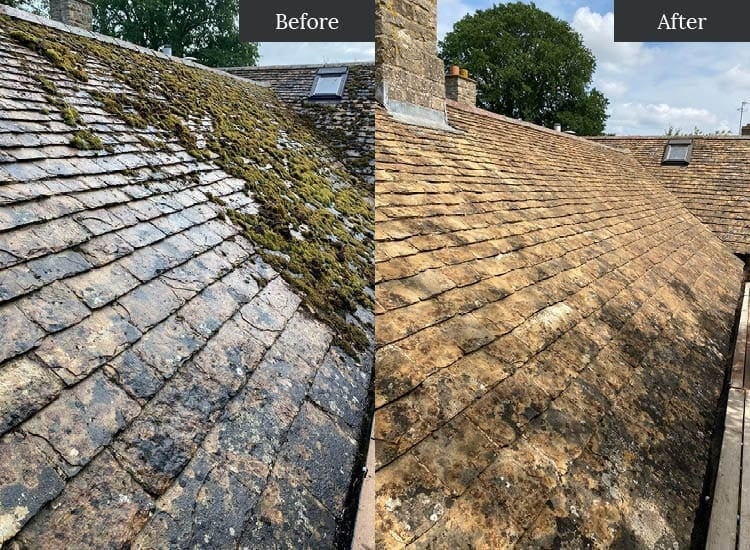 Moss removal from UK roof