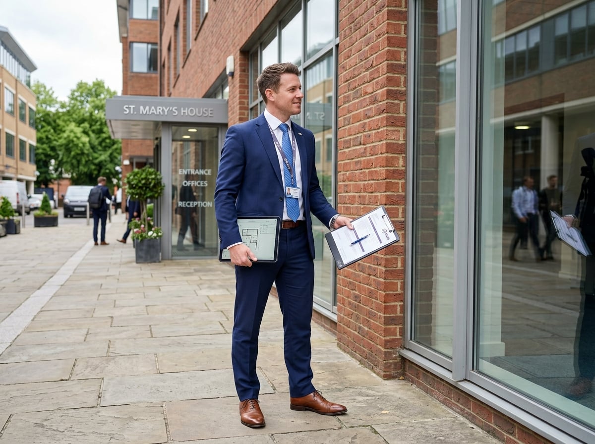 Chartered surveyor inspecting a commercial property