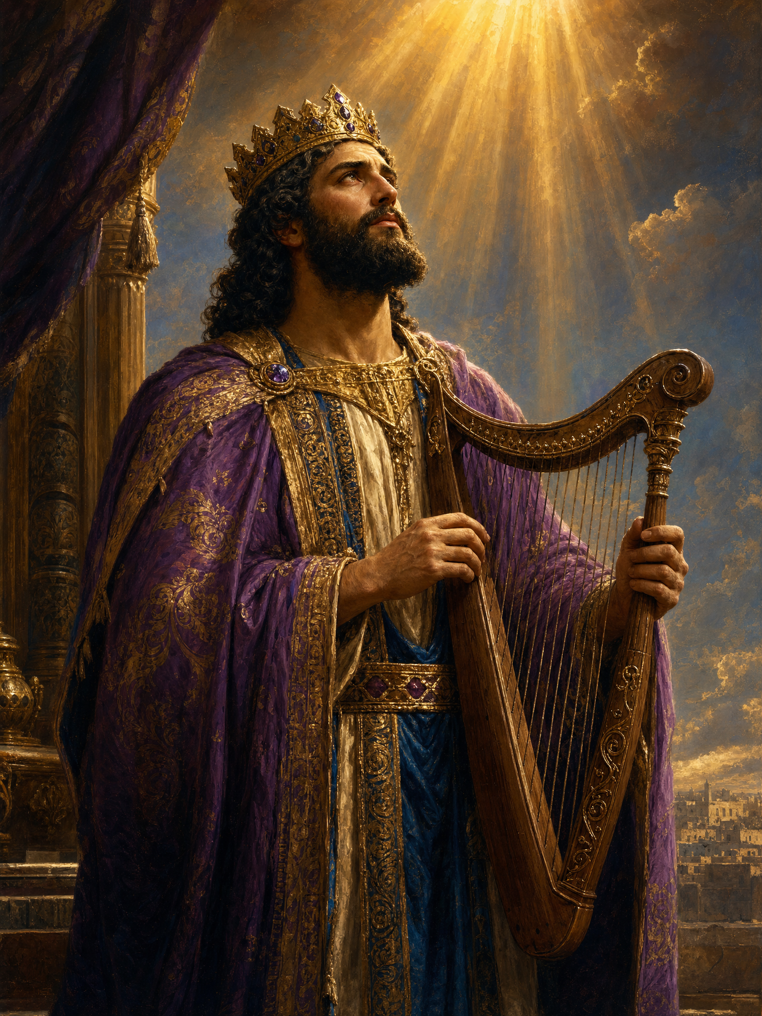 King David of Israel with his lyre, ancestor of the royal line