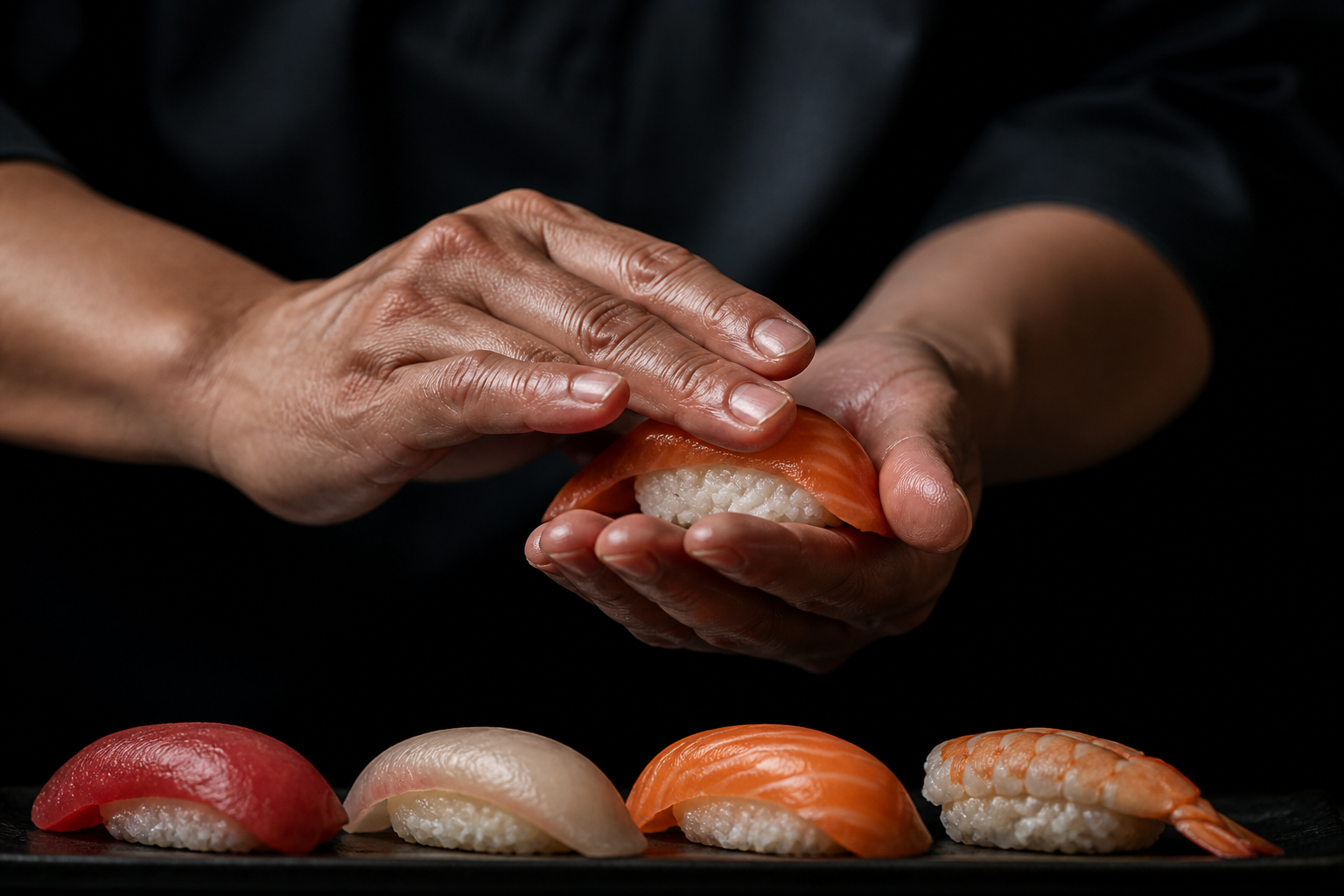 Ramón preparando sushi