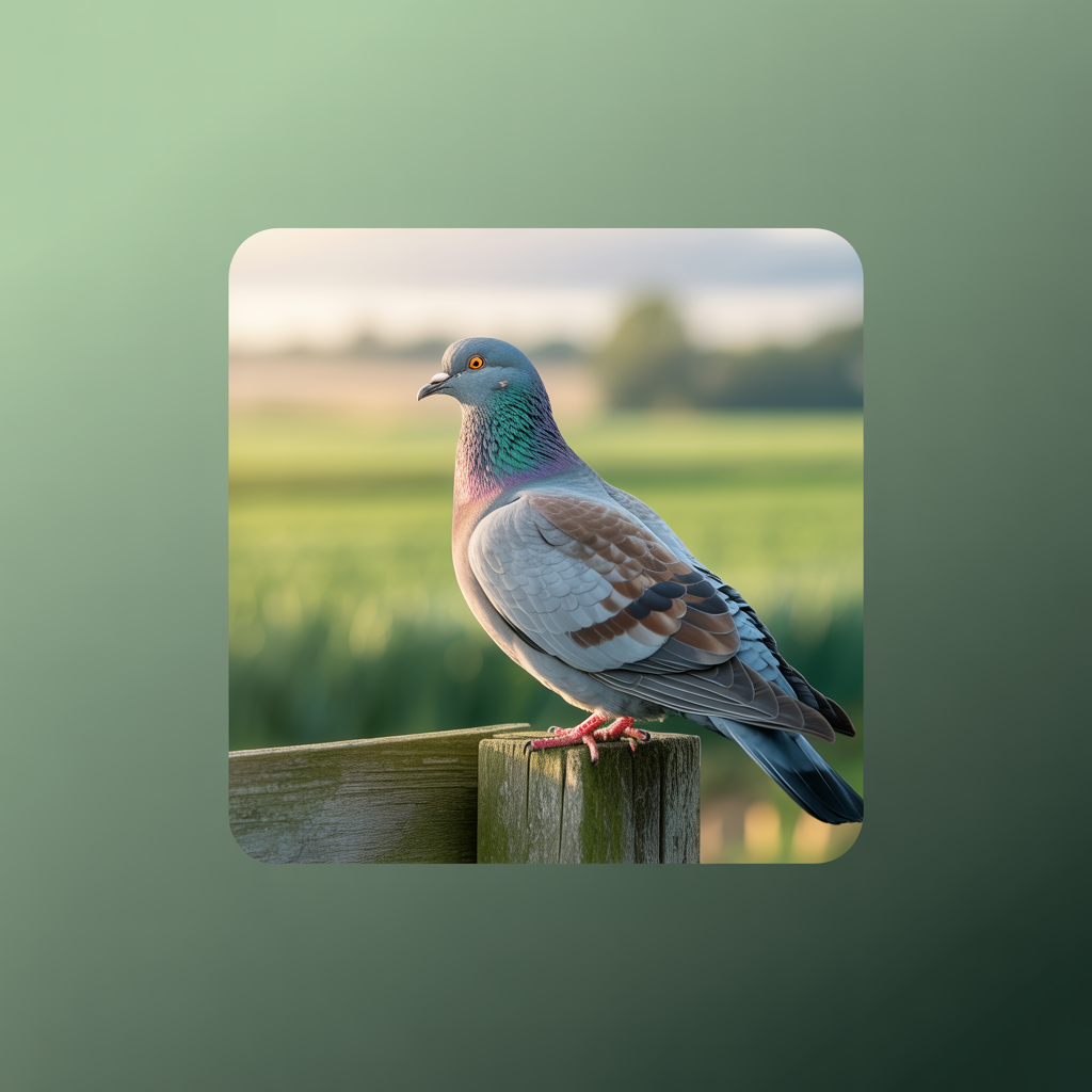 Pigeon standing on a wooden fence post