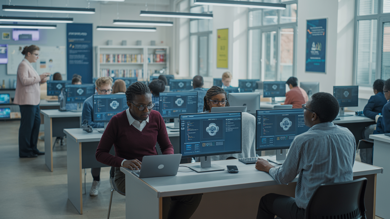 AI Academy training environment with students