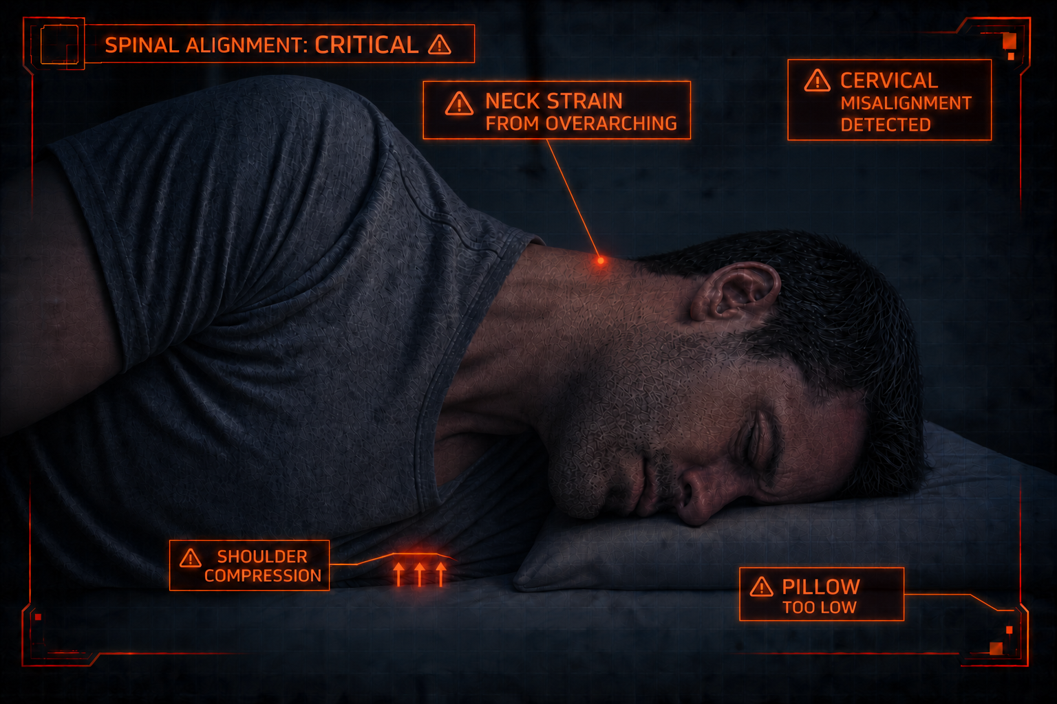 Wrong pillow — poor alignment