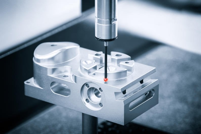 Quality inspection of CNC machined parts using precision measurement equipment