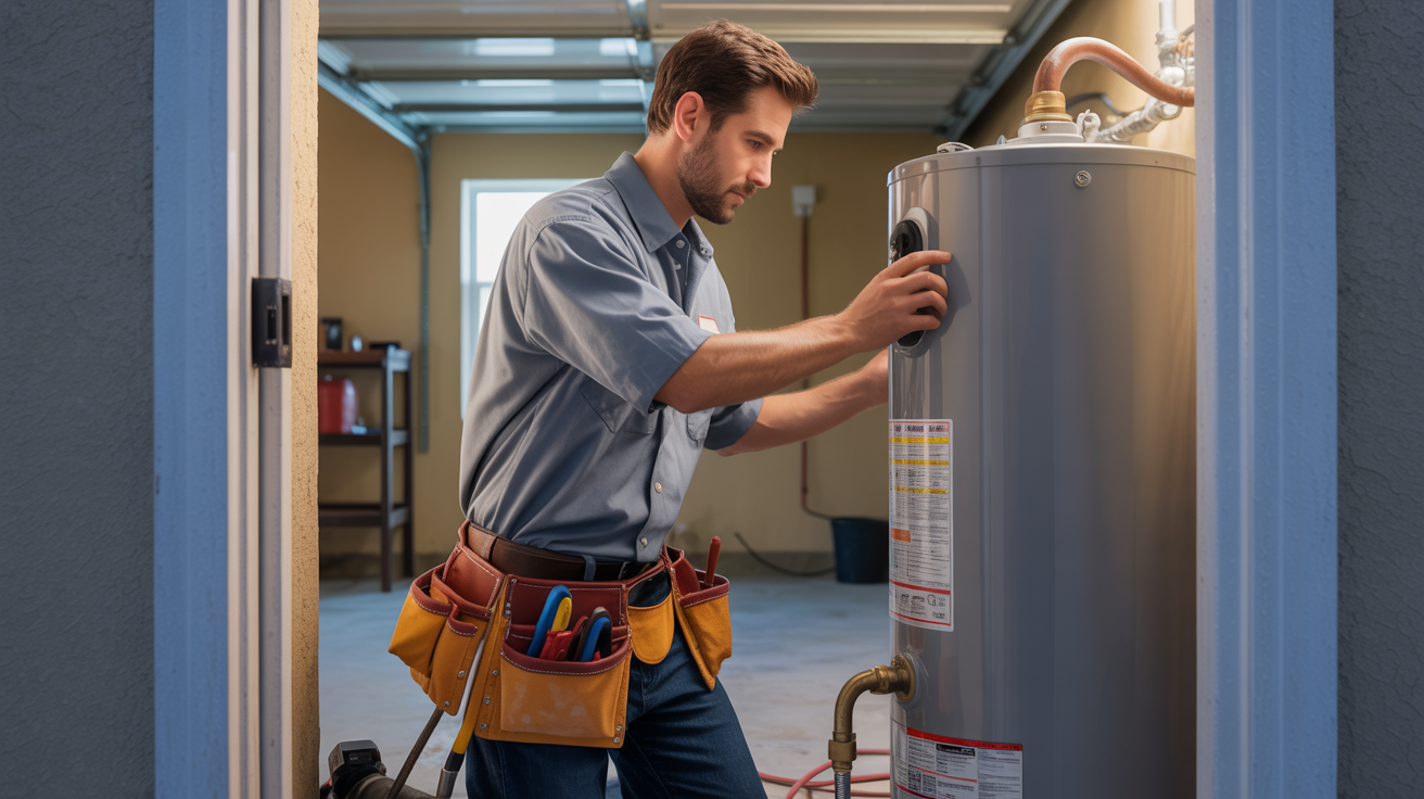 Bluebonnet Plumbing technician installing a new water heater in a San Antonio home