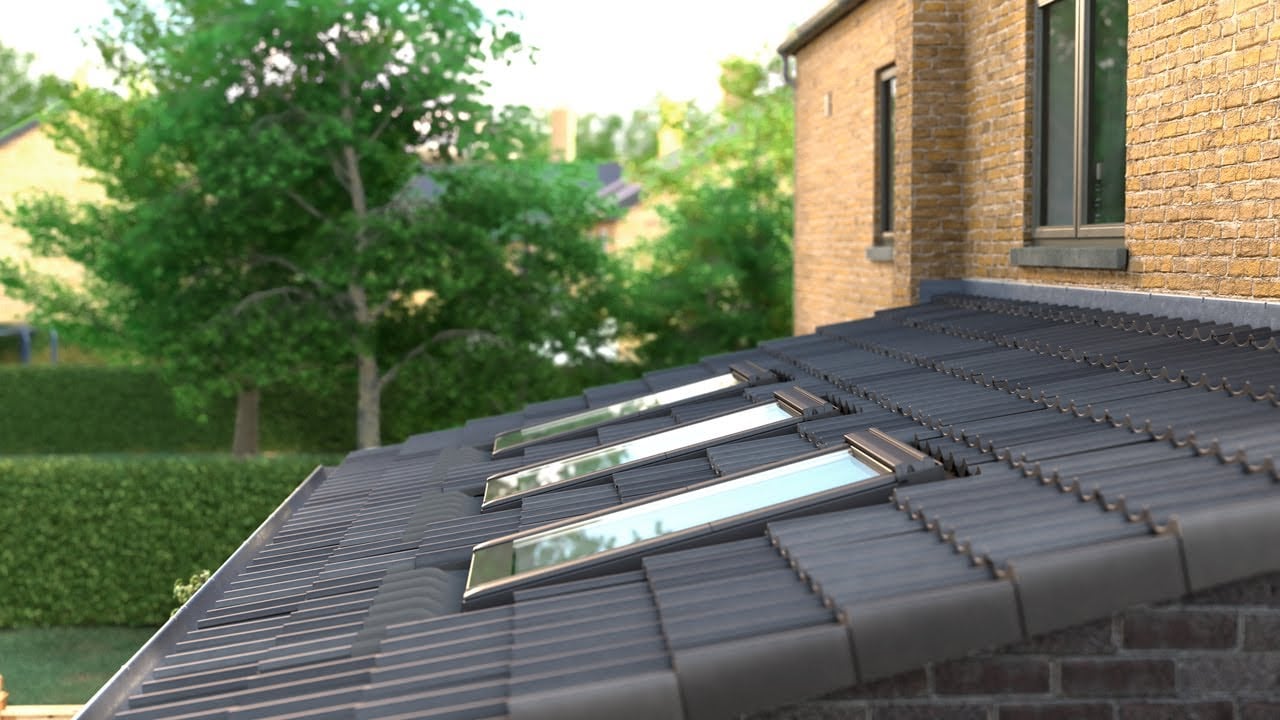 Pitched roof with Velux skylight windows