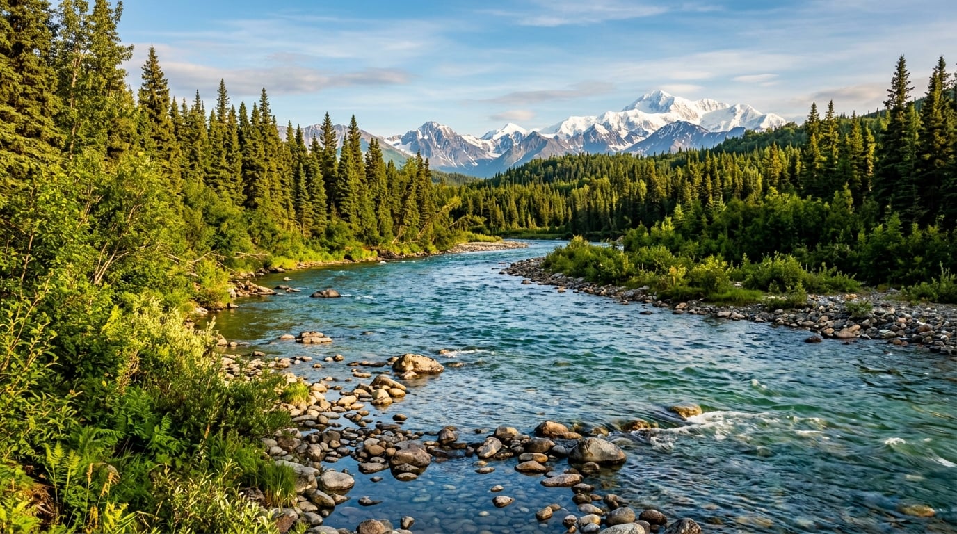Pristine Alaskan wilderness river