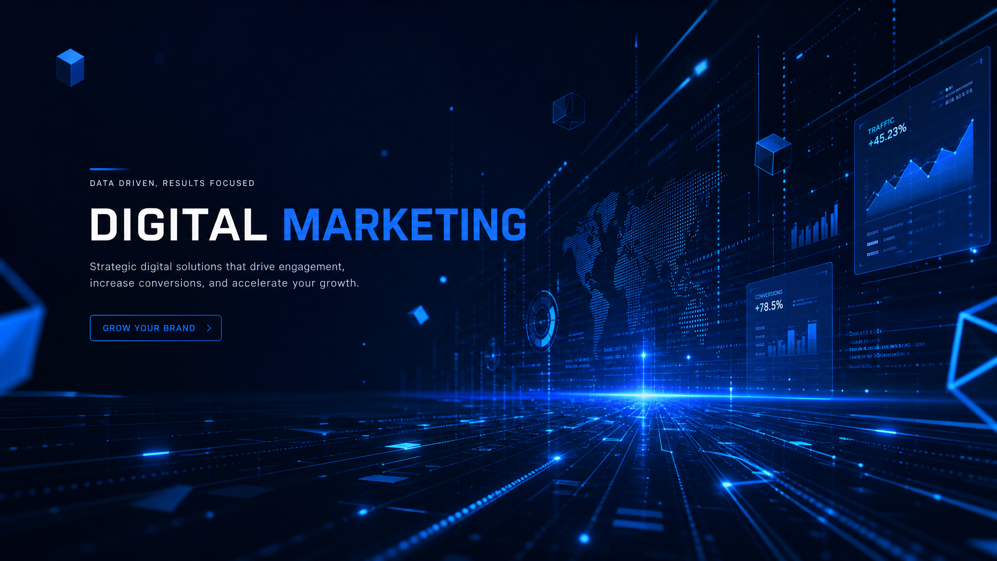 Digital marketing abstract background with geometric shapes