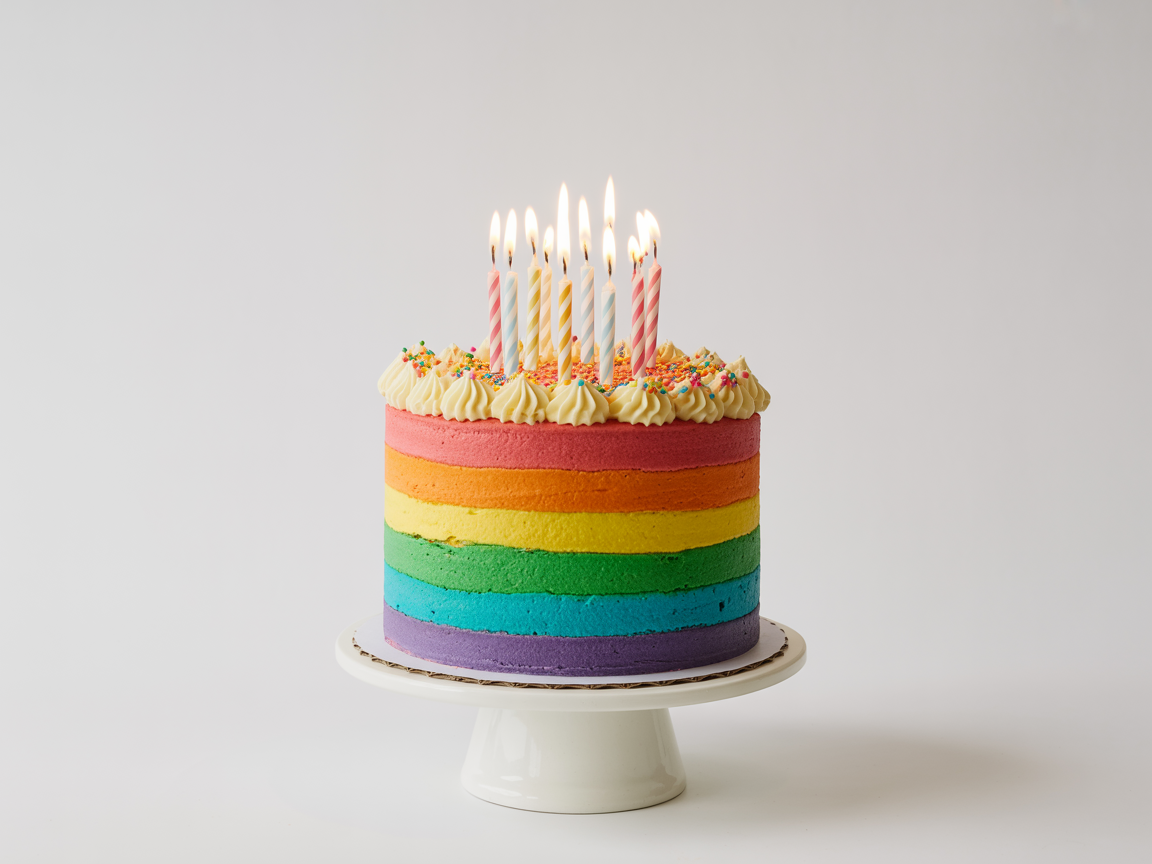 Renkli Katmanlı Doğum Günü Pastası