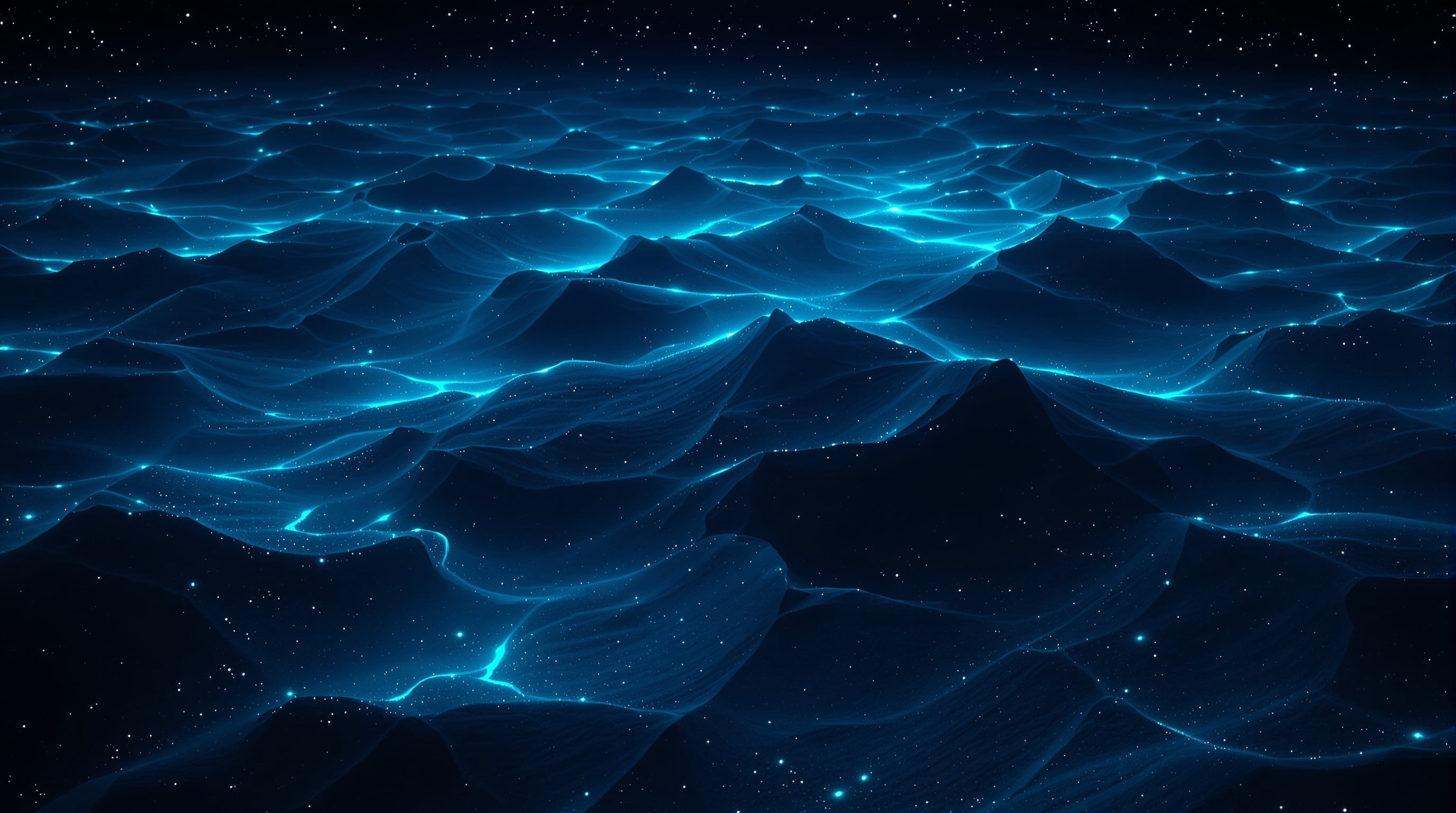 Deep ocean floor with bioluminescent patterns