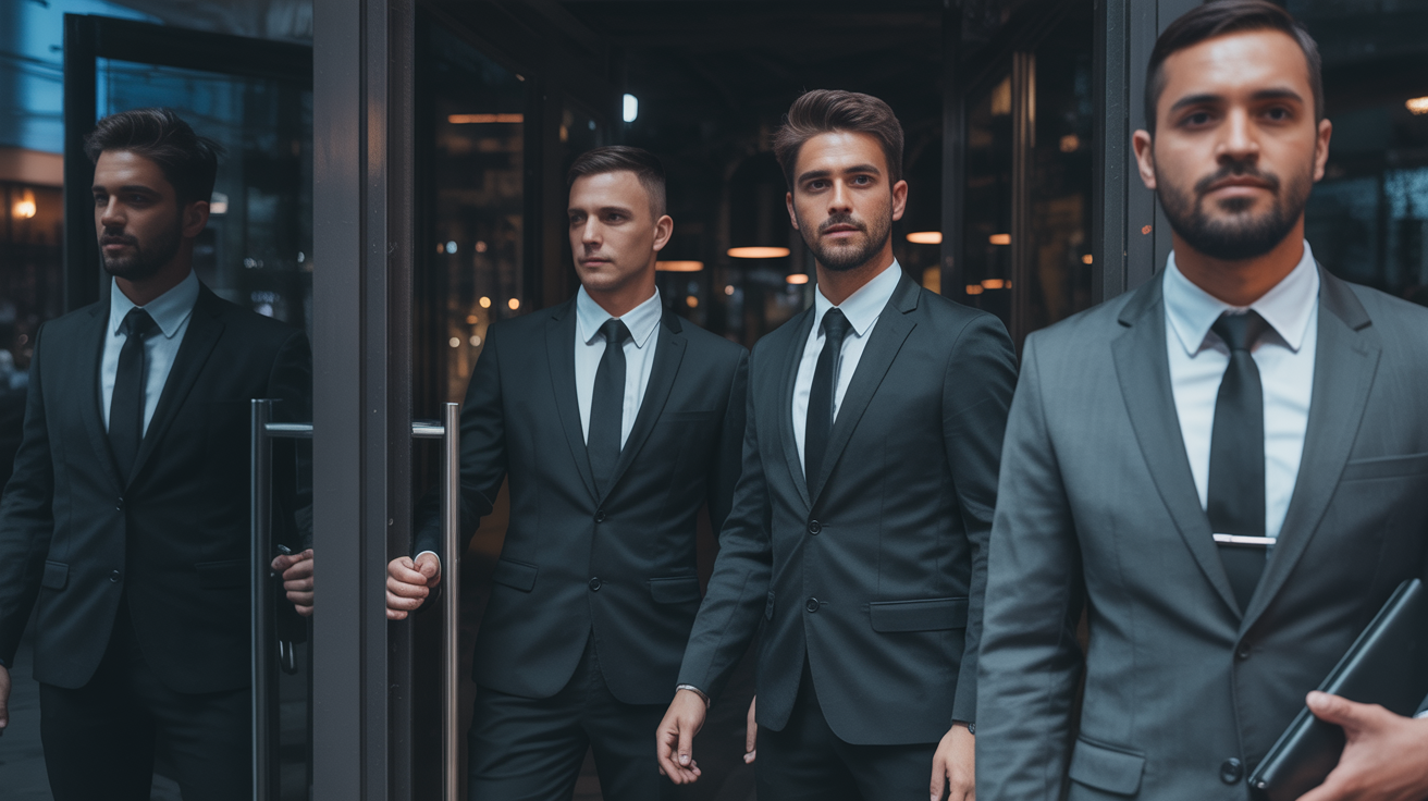 Professional door security staff at upscale London venue