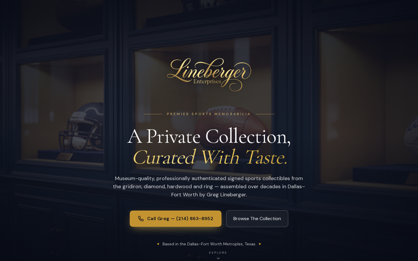 Live demo preview of Lineberger Enterprises — a fully functional sports memorabilia website built by Contractor Website Pros
