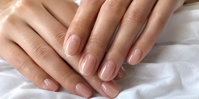 Unhas naturais com blindagem cristalina e brilho intenso em salão de Sorocaba