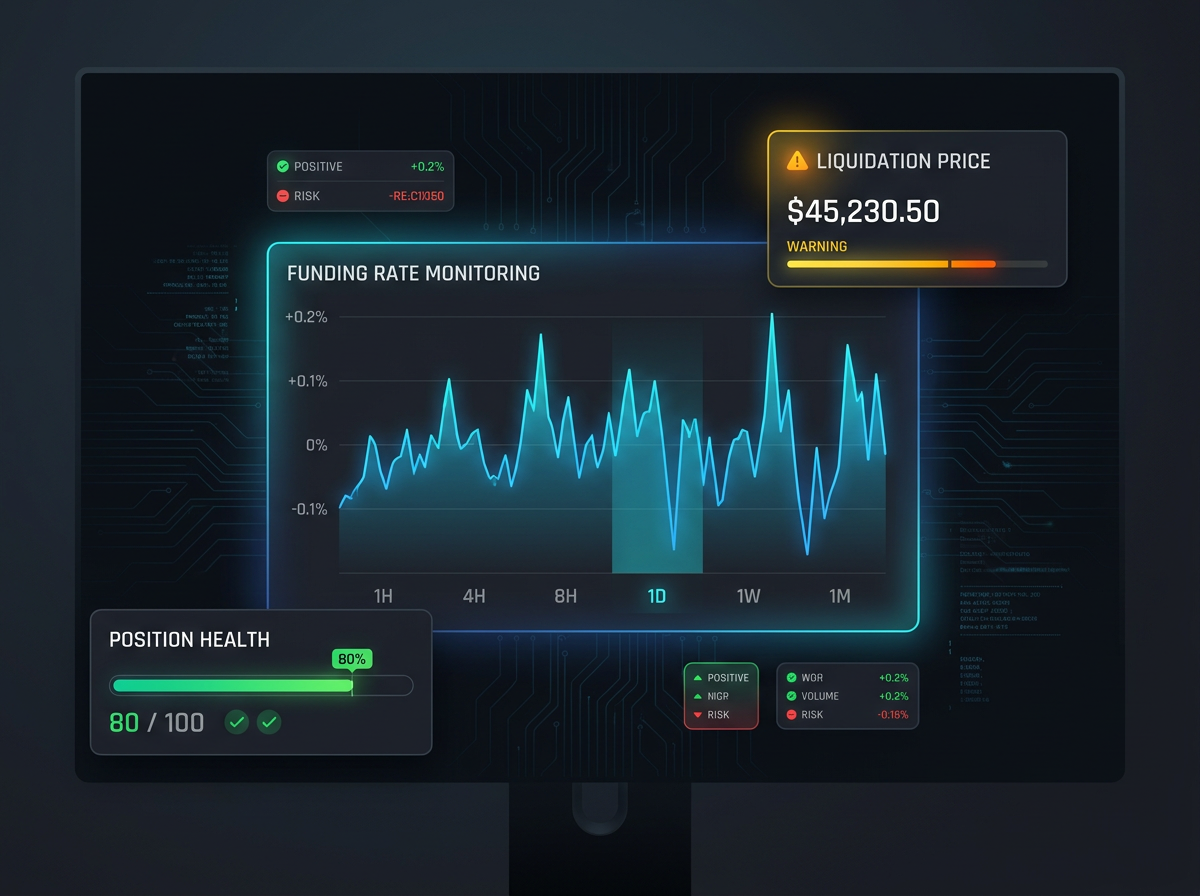 crypto funding rate arbitrage risk management chart showing liquidation and funding rate monitoring