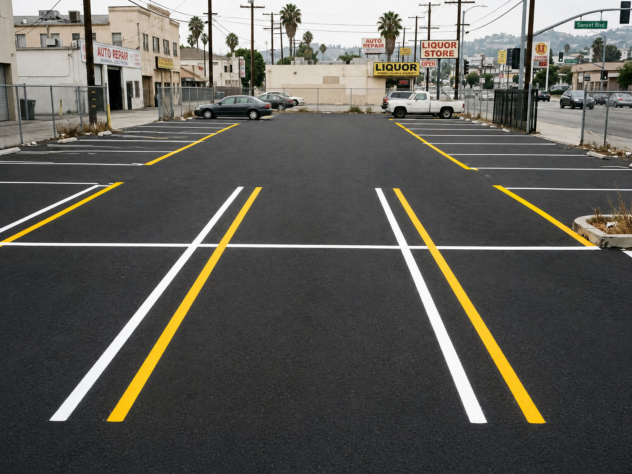 Commercial Parking Lot after cleaning by EnviroStripes