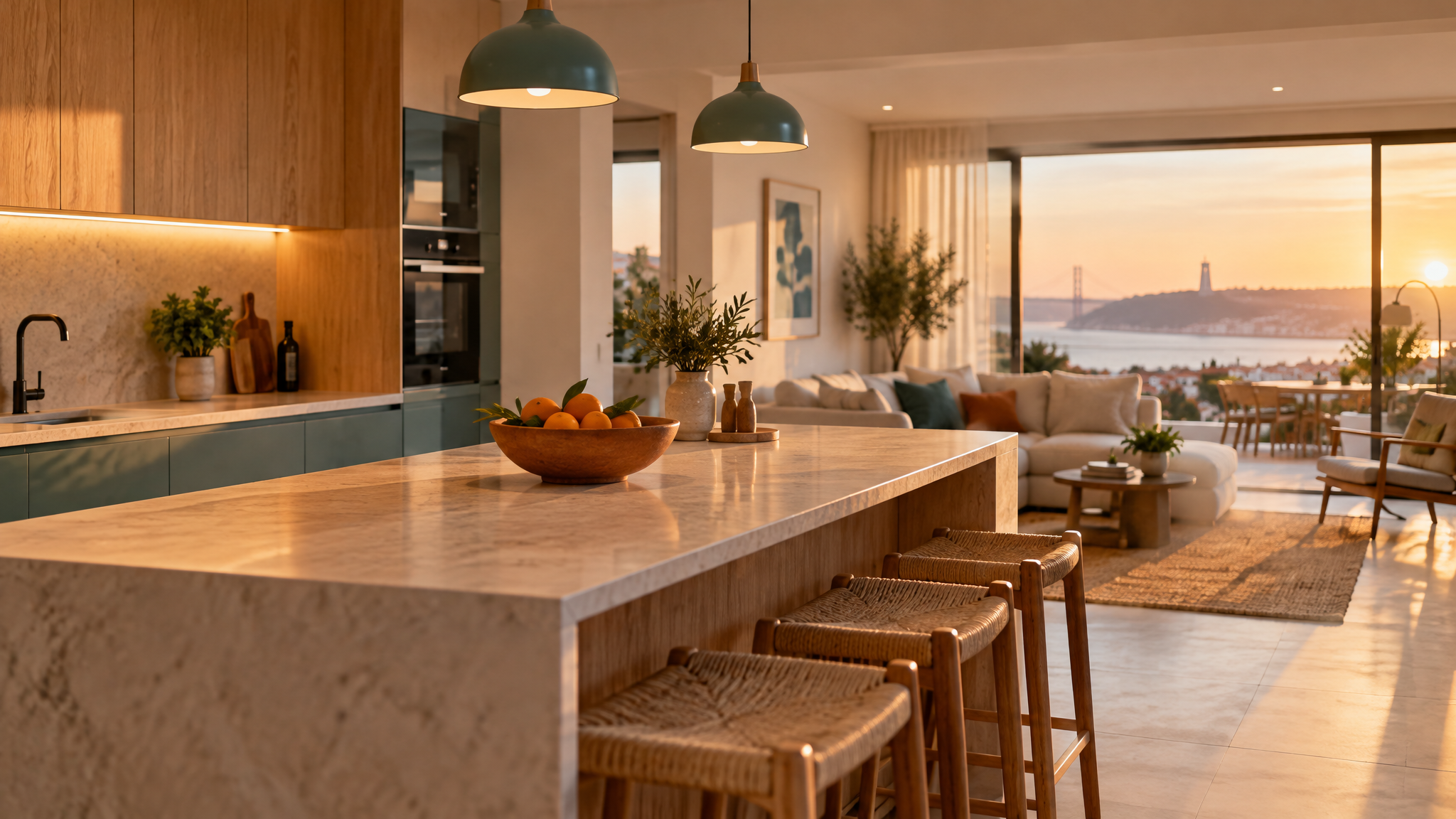 Casas modernas e confortáveis com iluminação quente